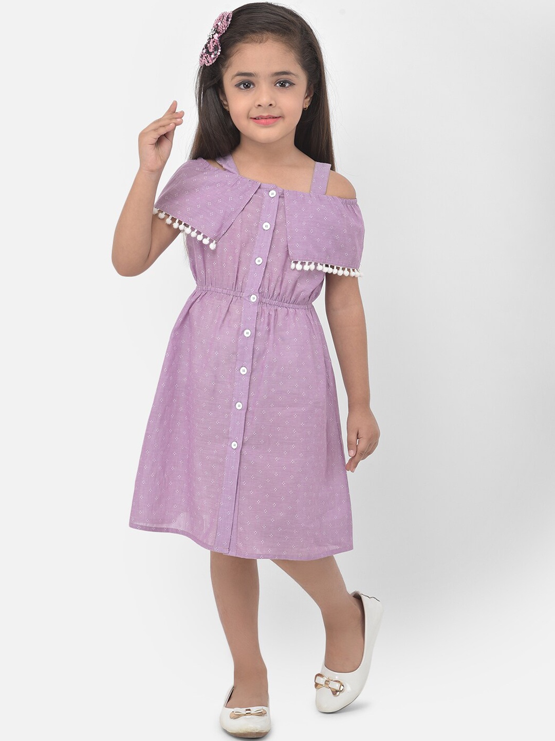 

Eavan Mauve & White Dress