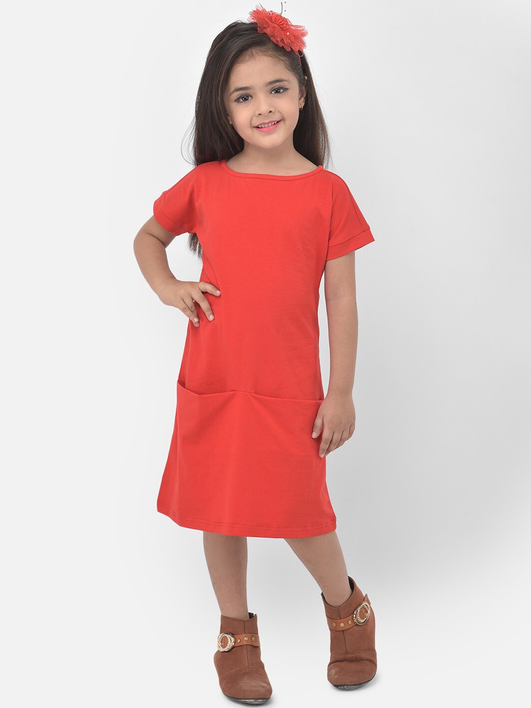 

Eavan Girls Red T-shirt Midi Dress