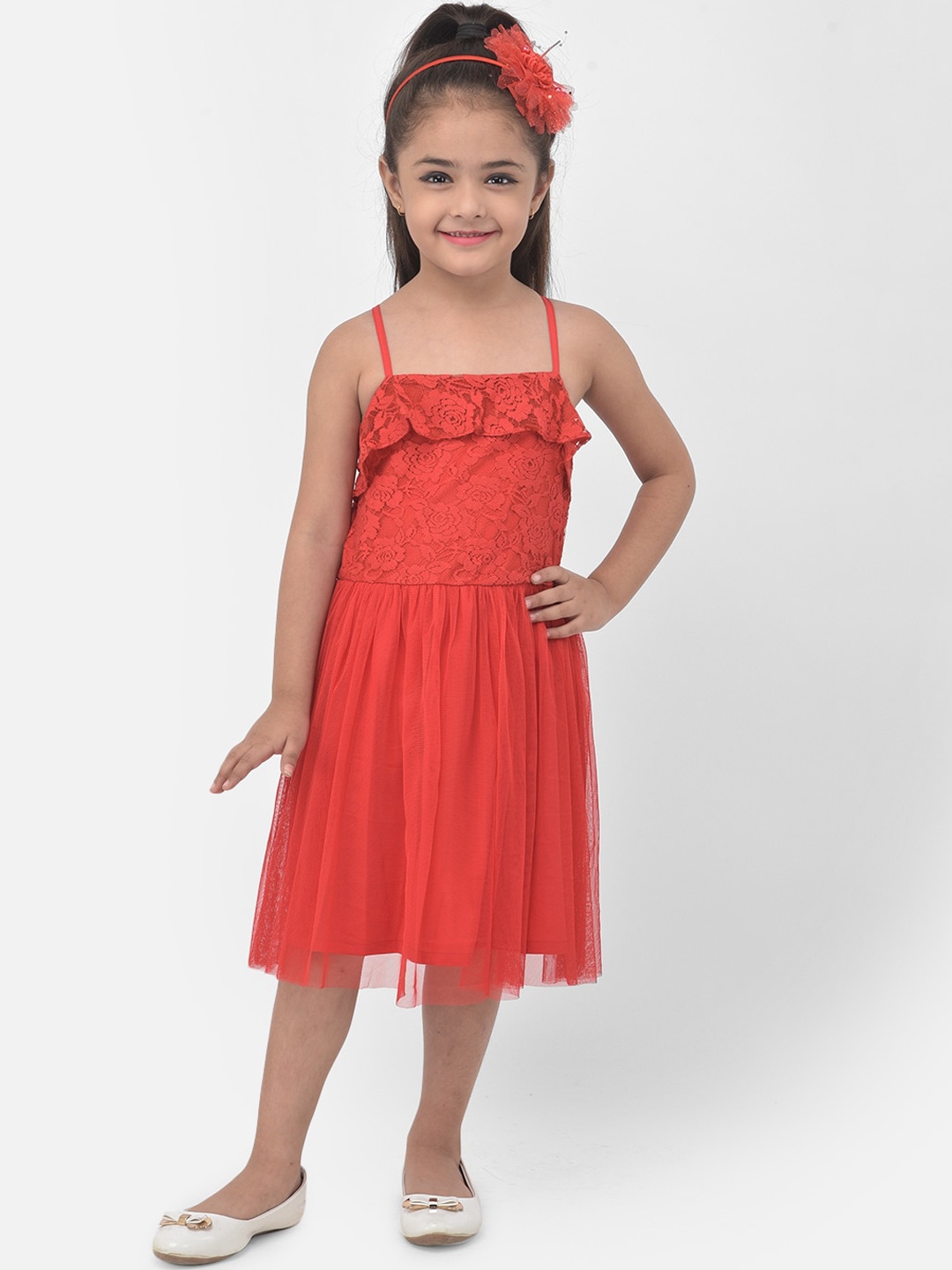 

Eavan Girls Red Lace Dress