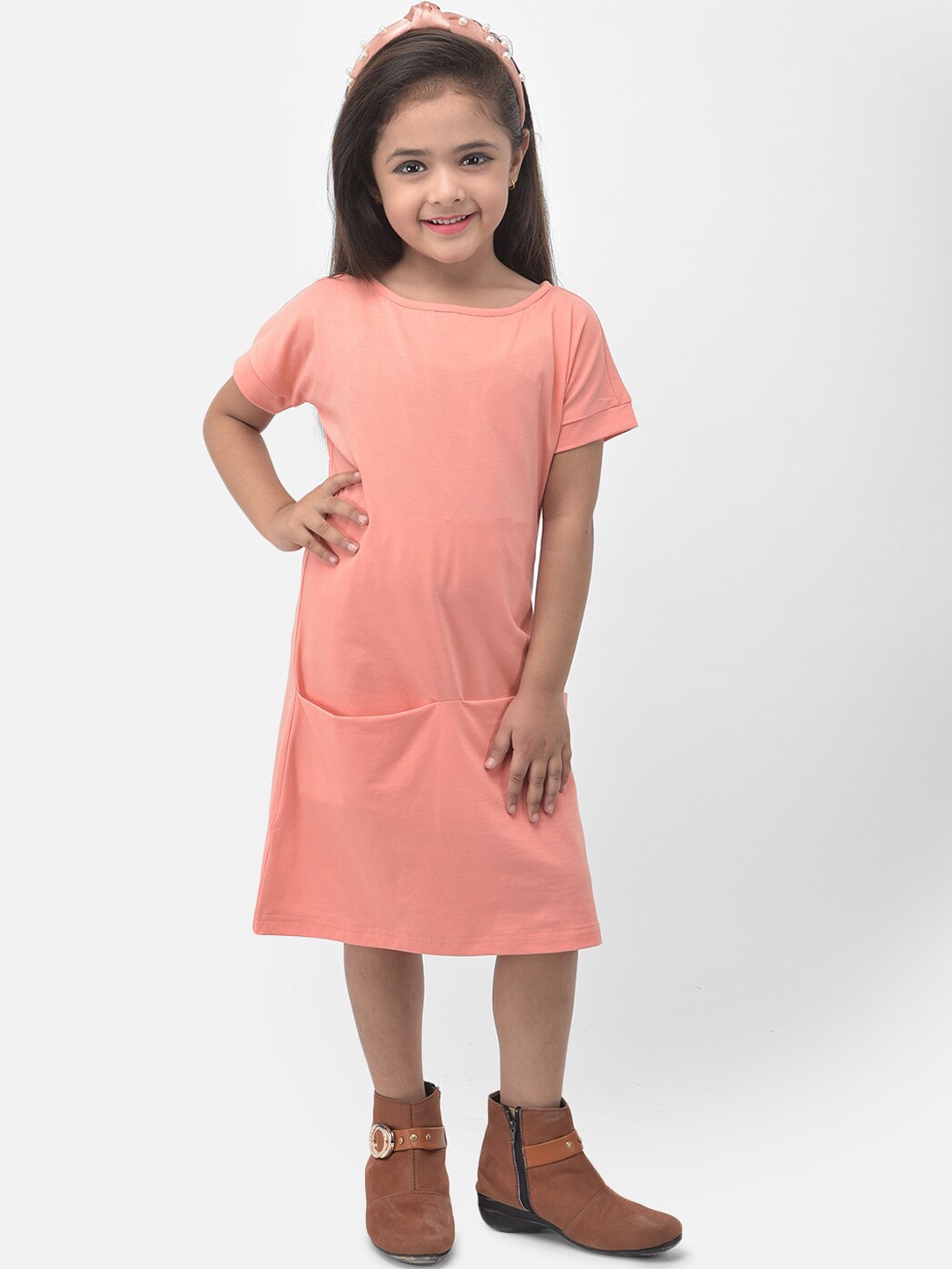 

Eavan Peach-Coloured A-Line Dress