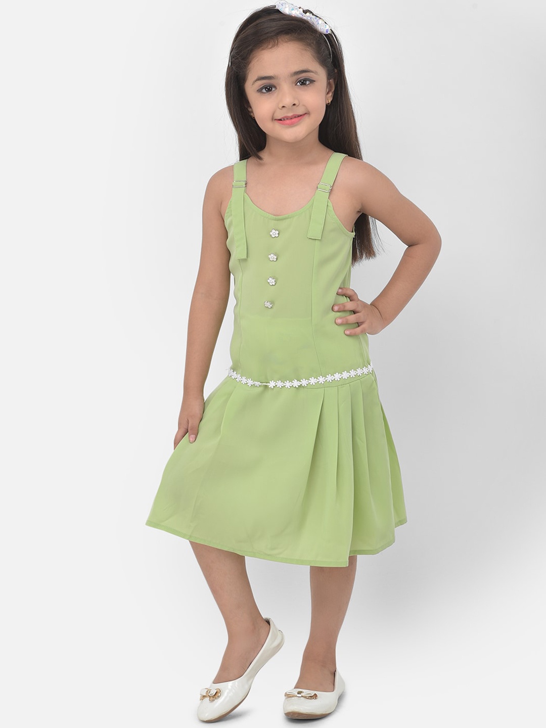

Eavan Girls Green Solid A-Line Dress