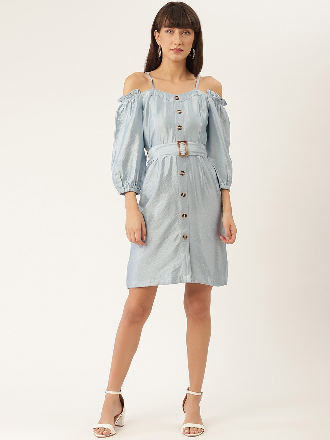 

ZOELLA Women Blue Off-Shoulder A-Line Dress