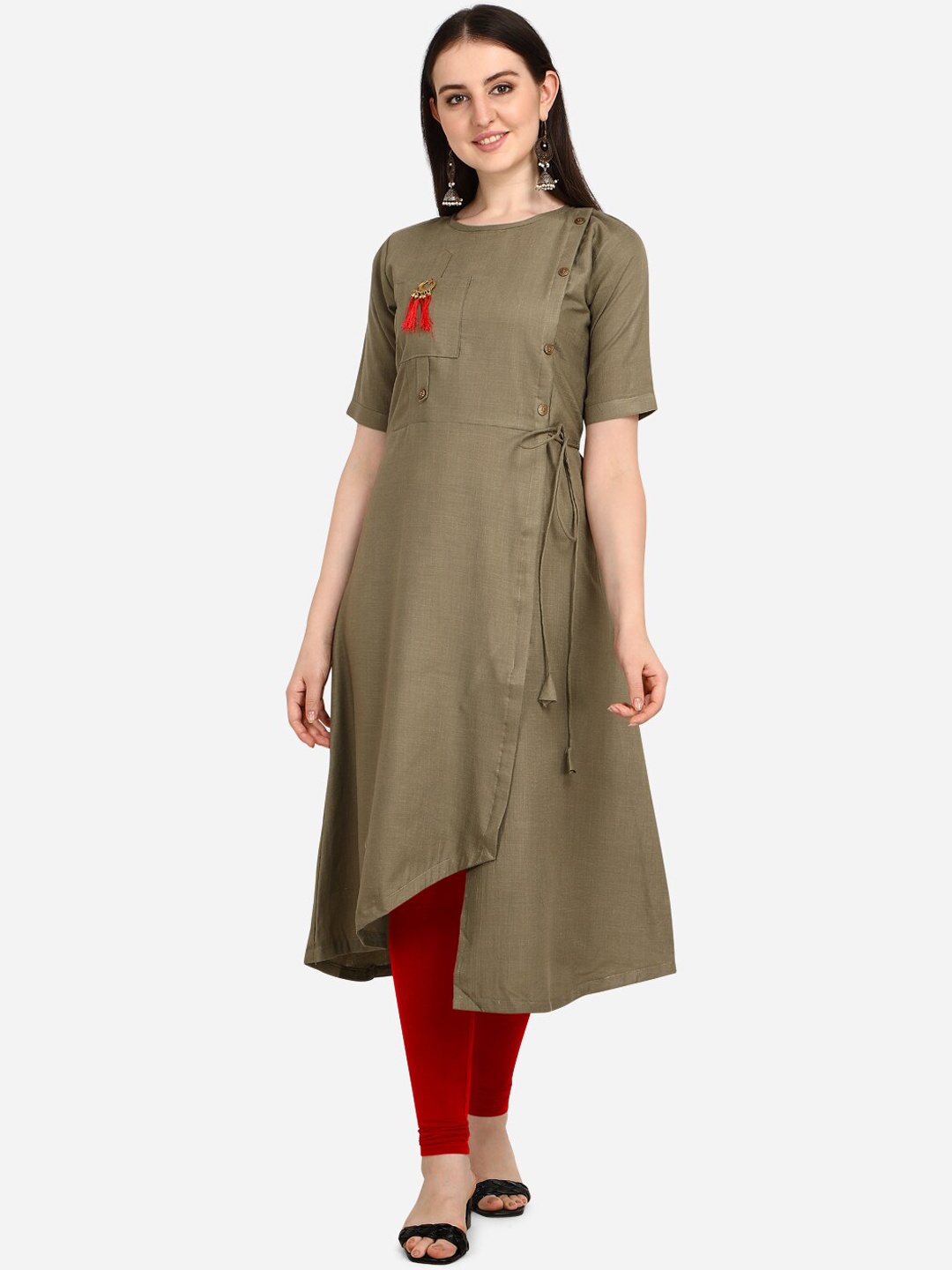 

OM SAI LATEST CREATION Women Green A-Line Kurta