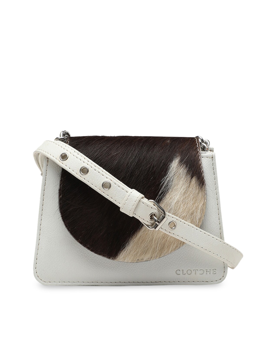 

Clotche White Feather Flap Sling Bag