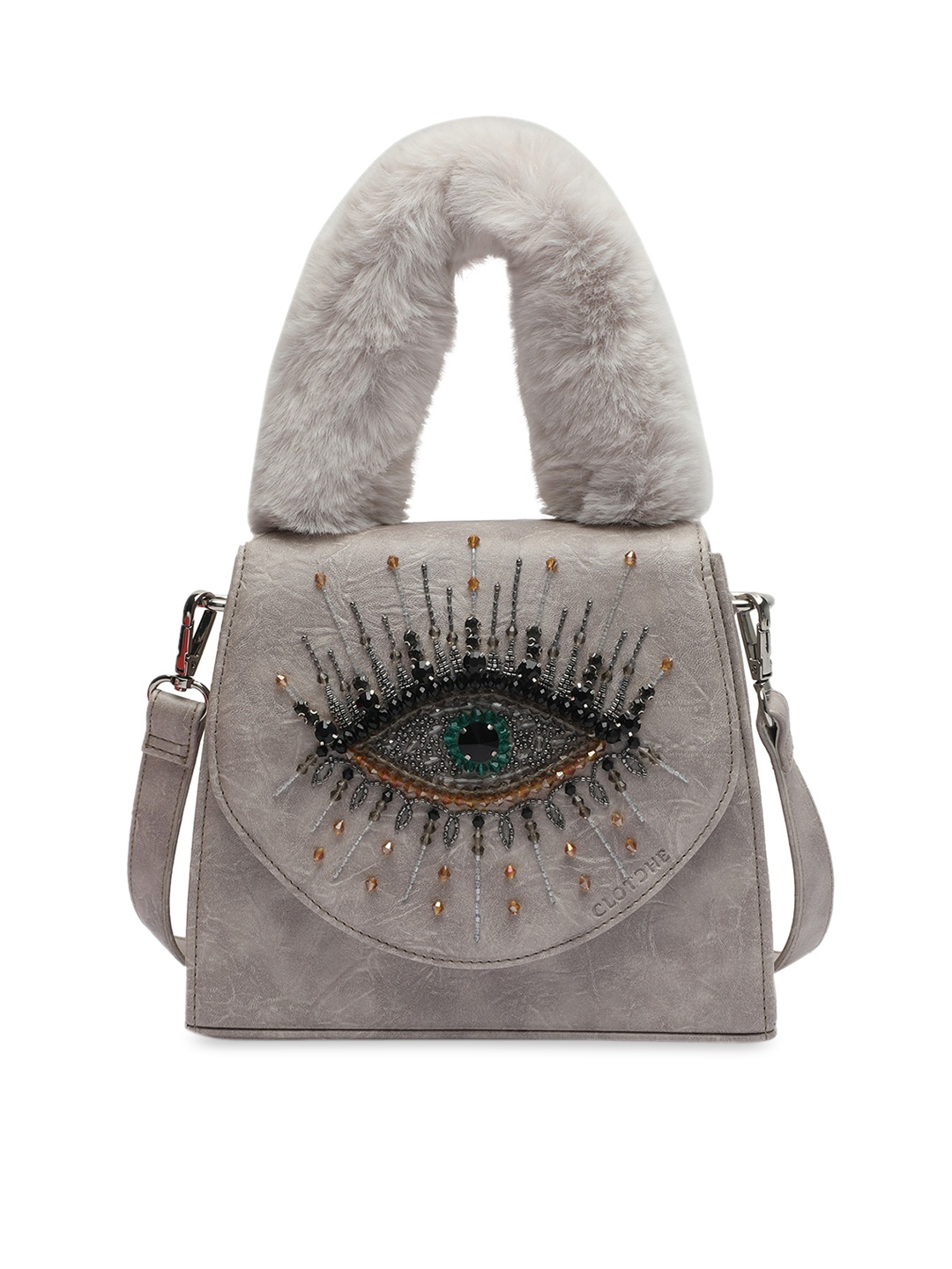 

Clotche Beige Eye Embellished Hand Bag
