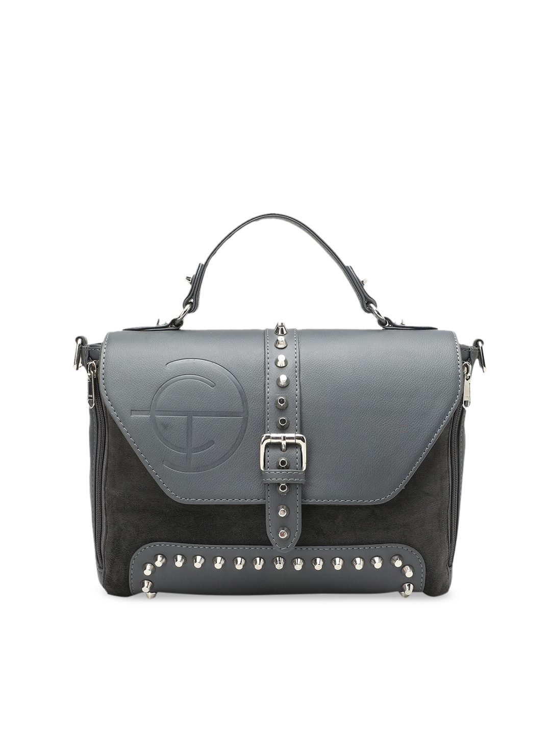 

Clotche Charcoal Grey Studed Satchel Bag