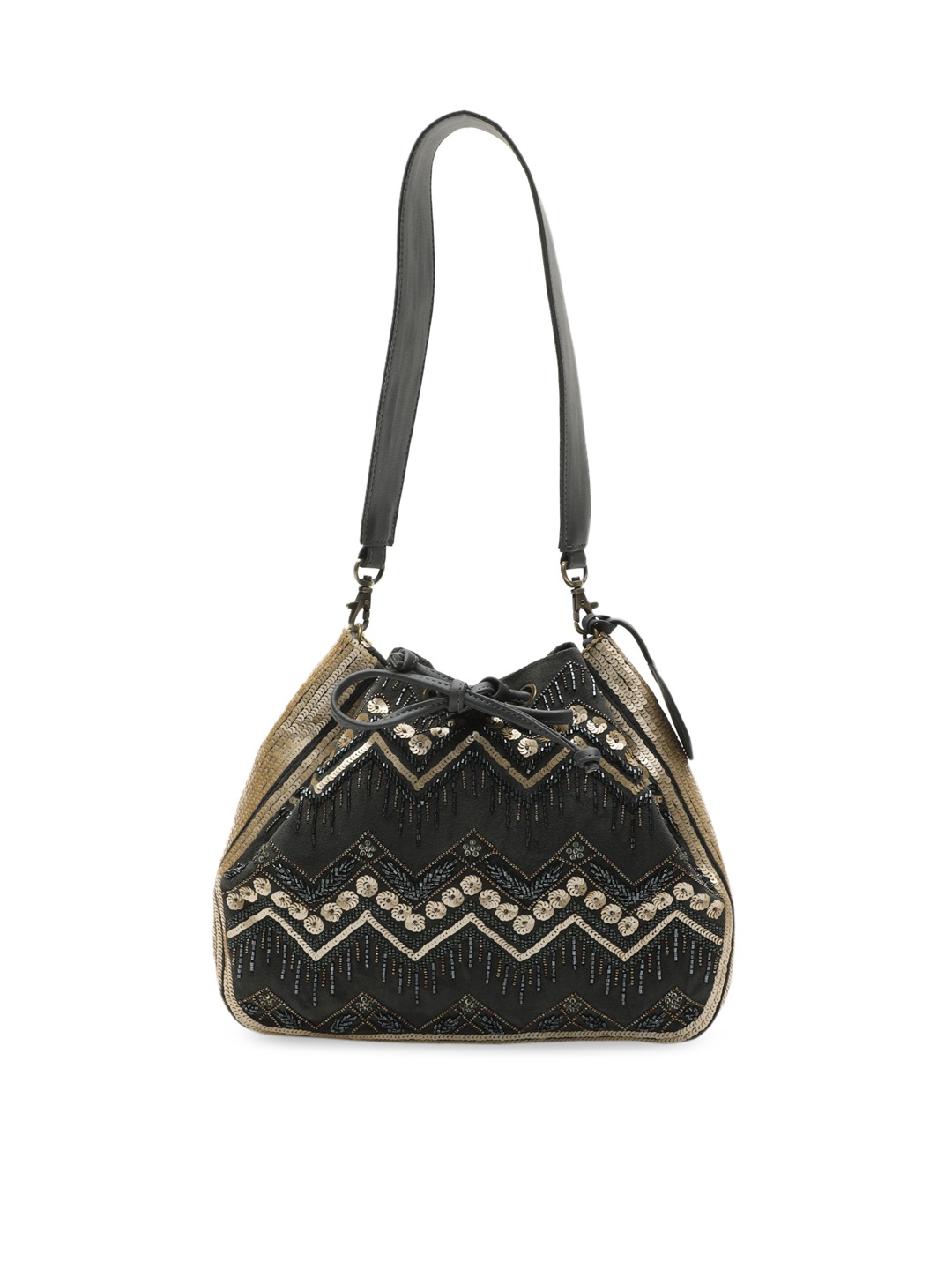 

Clotche Grey Embellished Structured Sling Bag