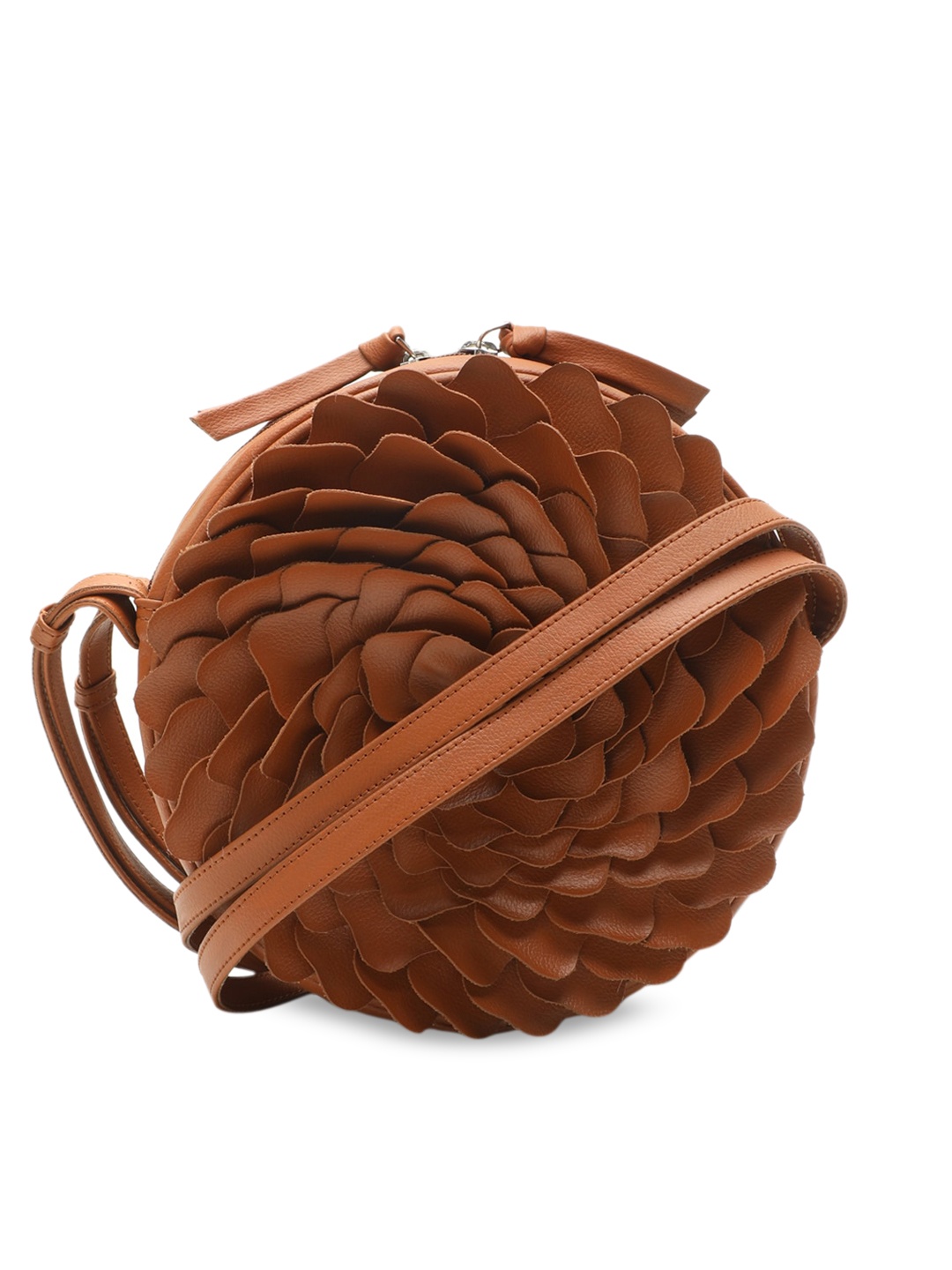 

Clotche Tan Leather Structured Sling Bag with Quilted