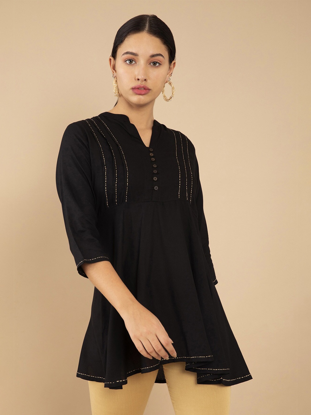 

Soch Black Viscose Rayon Tunic