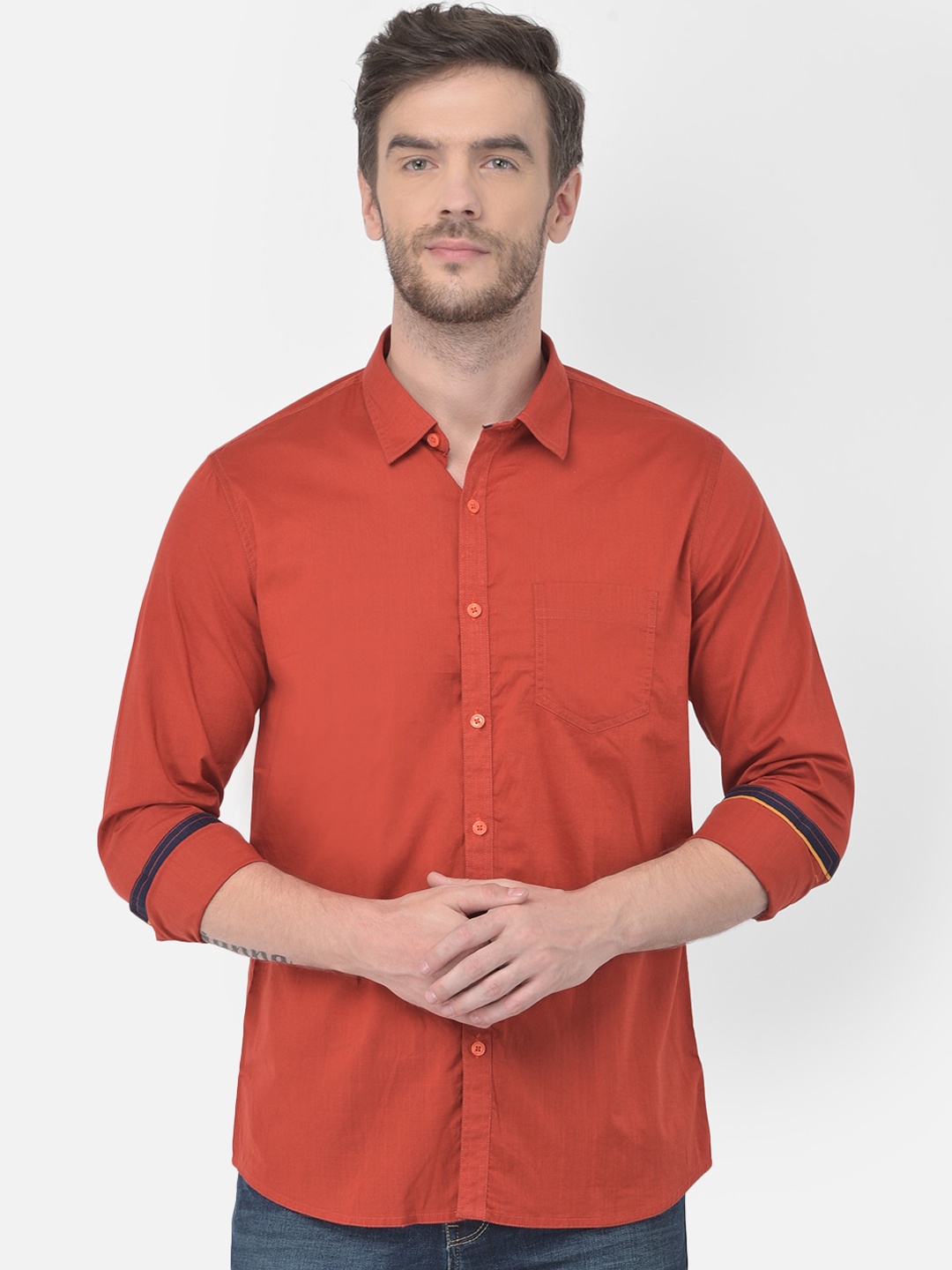 

Canary London Men Rust Slim Fit Opaque Casual Shirt