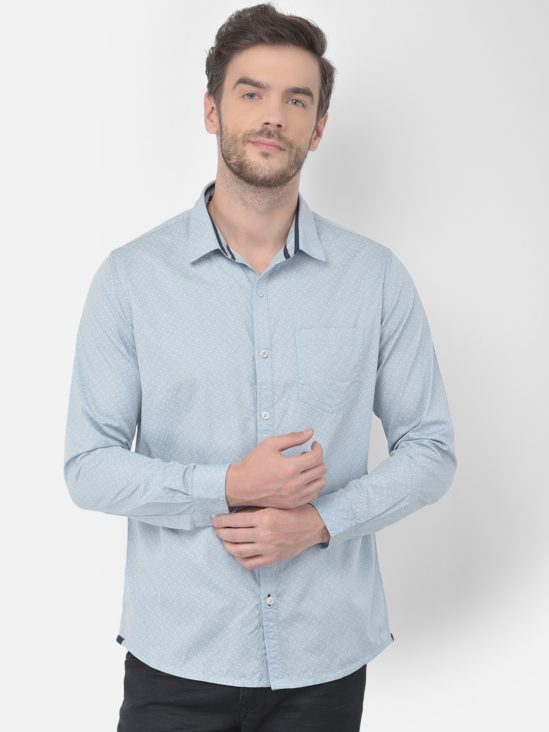 

Canary London Men Blue Slim Fit Opaque Printed Casual Shirt