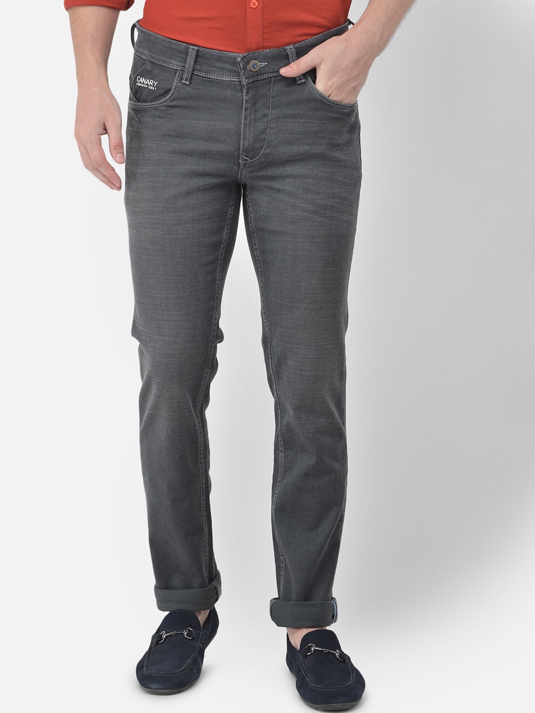 

Canary London Men Grey Slim Fit Low-Rise Stretchable Jeans
