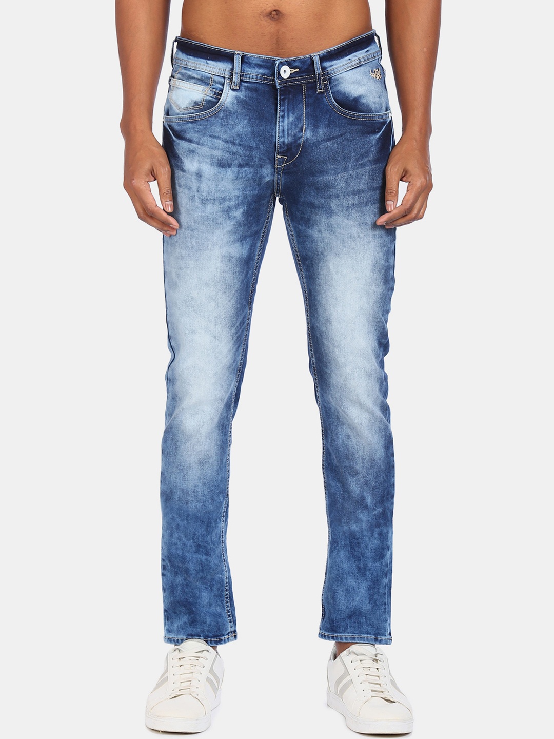 

Flying Machine Men Blue Skinny Fit Low Distress Heavy Fade Jeans