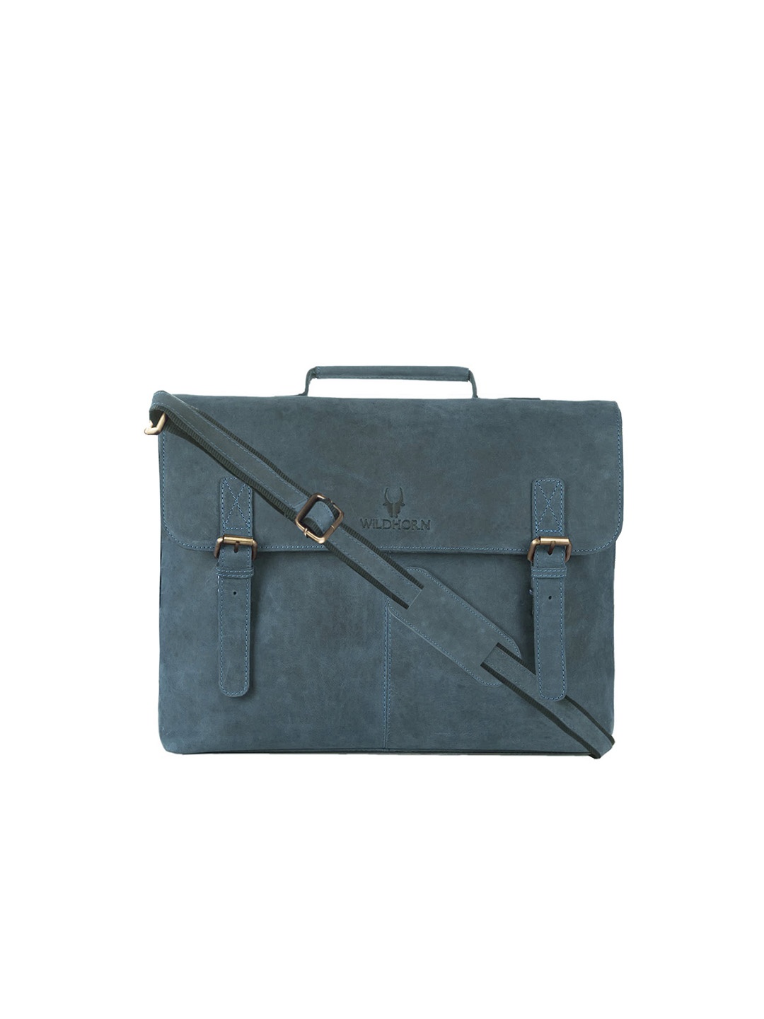 

WildHorn Men Blue Genuine Leather Laptop Bag