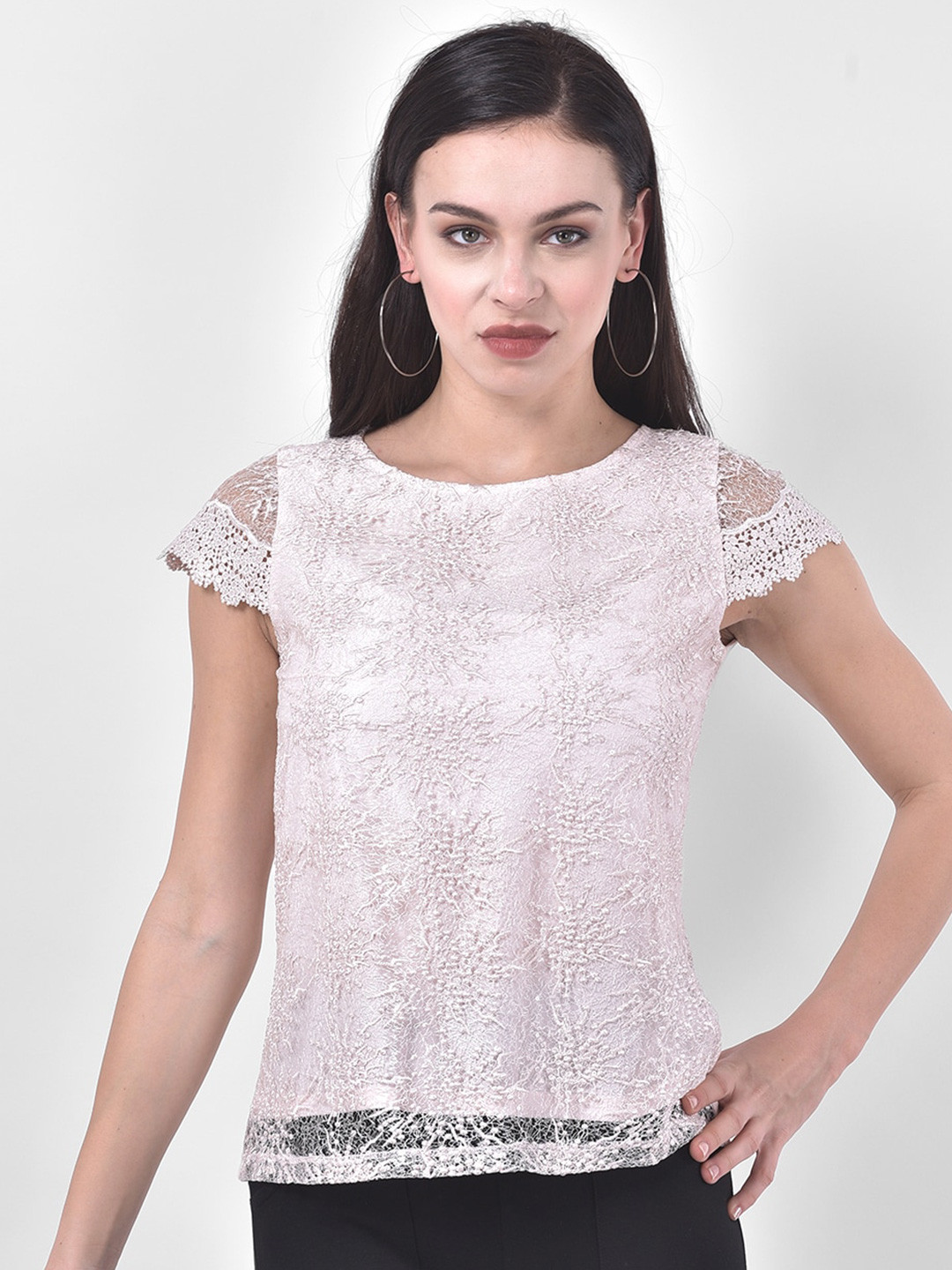 

Latin Quarters Cream-Coloured Regular Top