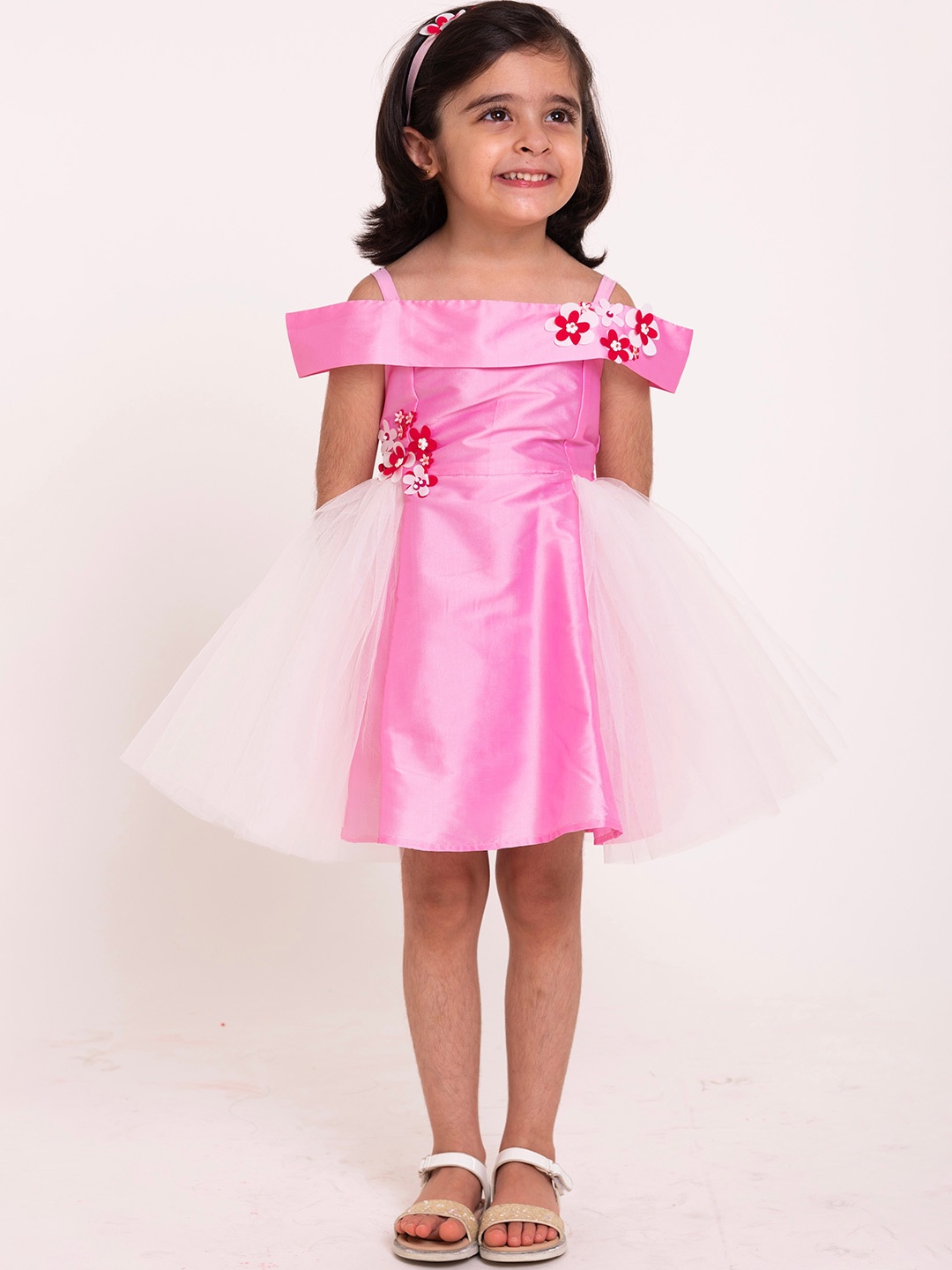 

A Little Fable Girls Pink & Red Applique Dress