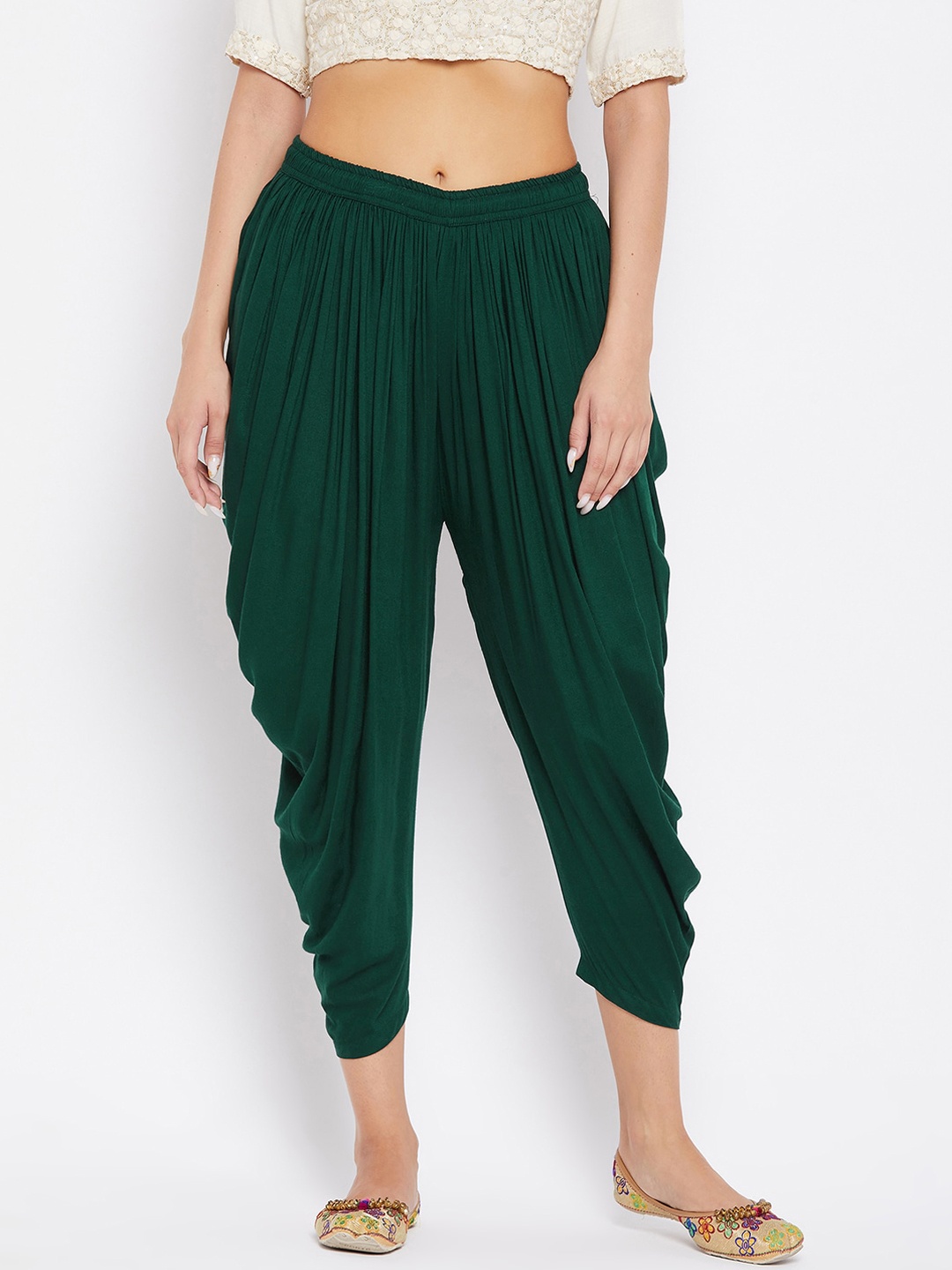 

Clora Creation Women Green Solid Dhoti Salwar