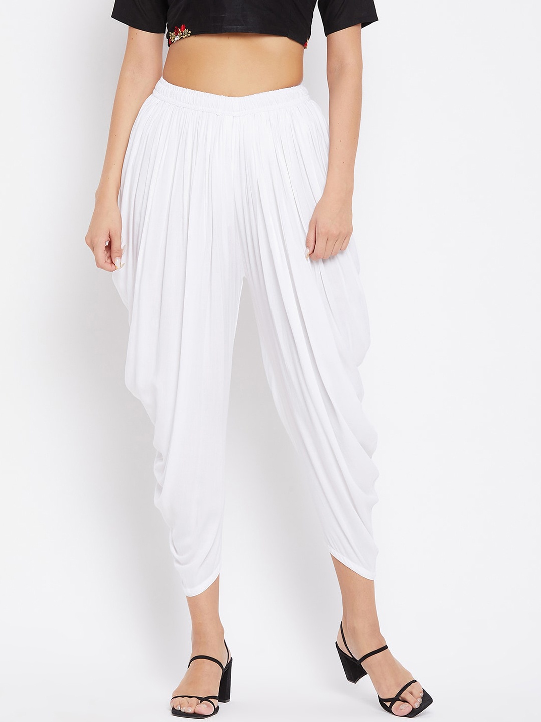 

Clora Creation Women White Solid Dhoti Salwar