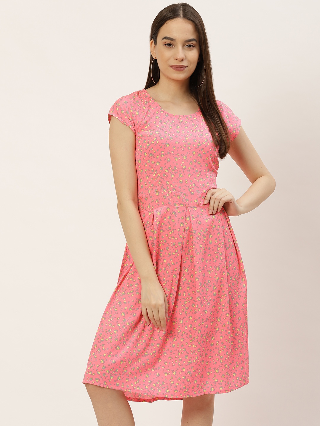 

WISSTLER Pink Animal Crepe Dress