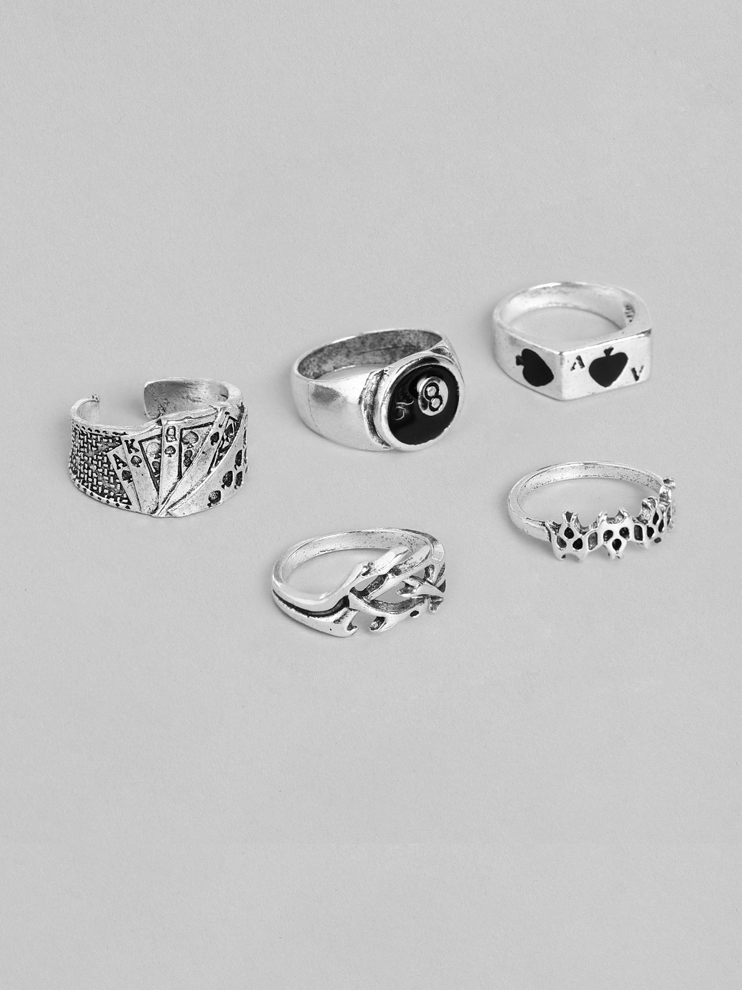 

Jewels Galaxy Set of 5 Silver-Plated Finger Rings