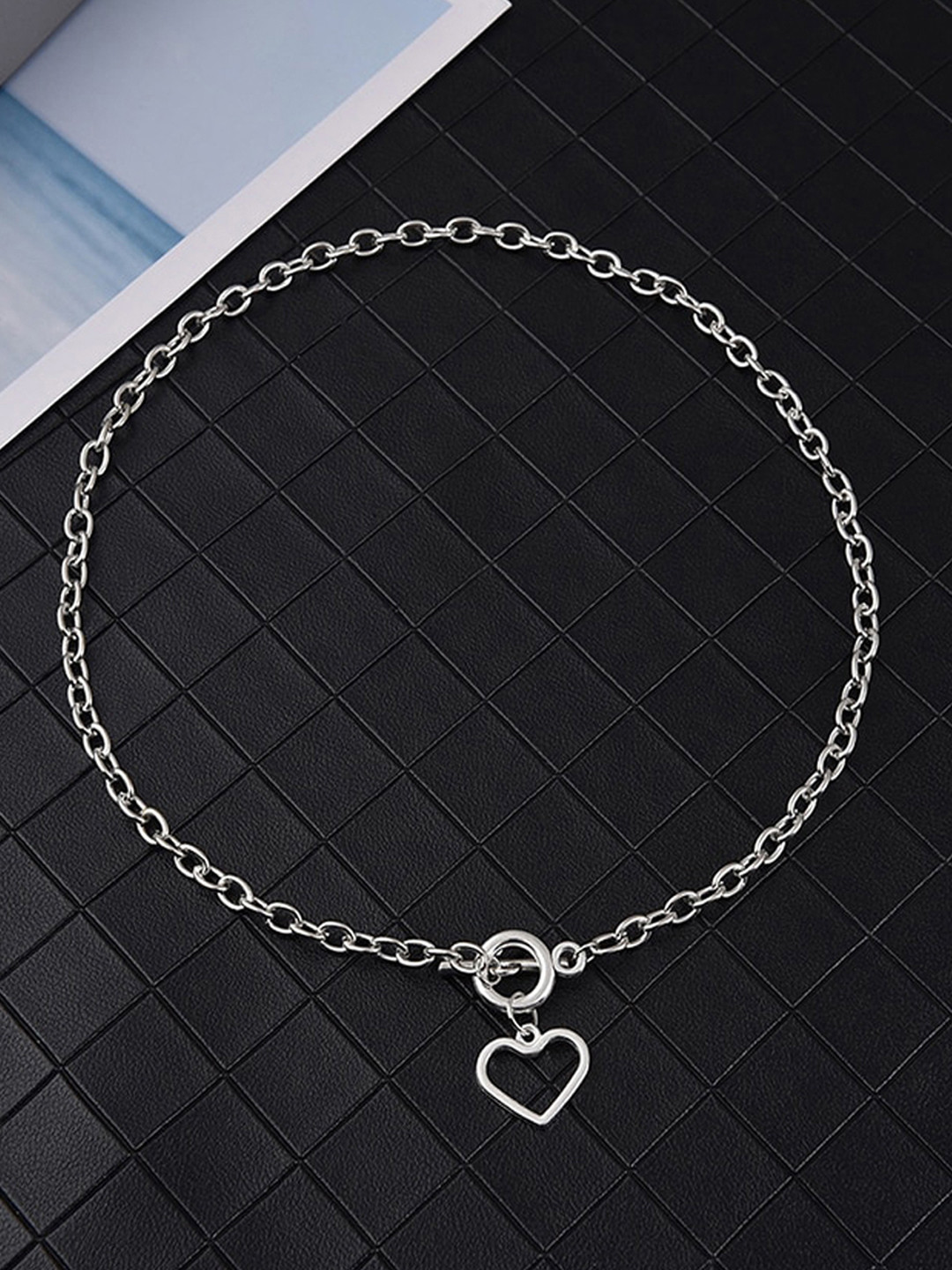 

Jewels Galaxy Silver-Plated Heart-Shaped Necklace