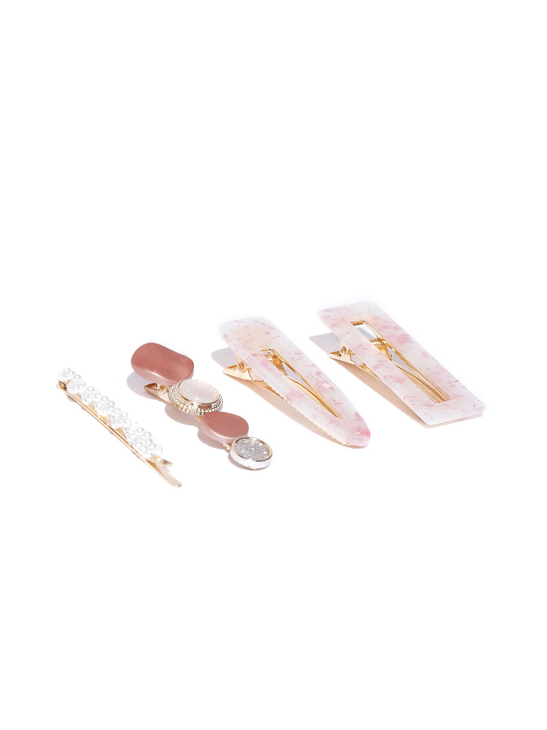

Jewels Galaxy Women Set of 4 Hair Clips, Off white