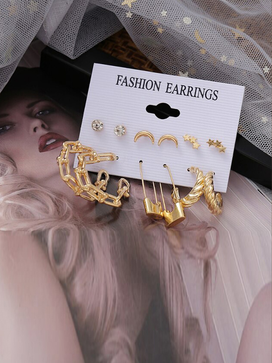 

Jewels Galaxy Set of 6 Gold-Toned Classic Earrings