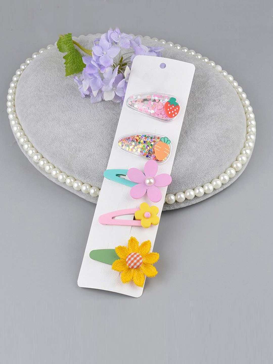 

Jewels Galaxy Women Blue & Pink Set of 5 Tic Tac Hair Clip
