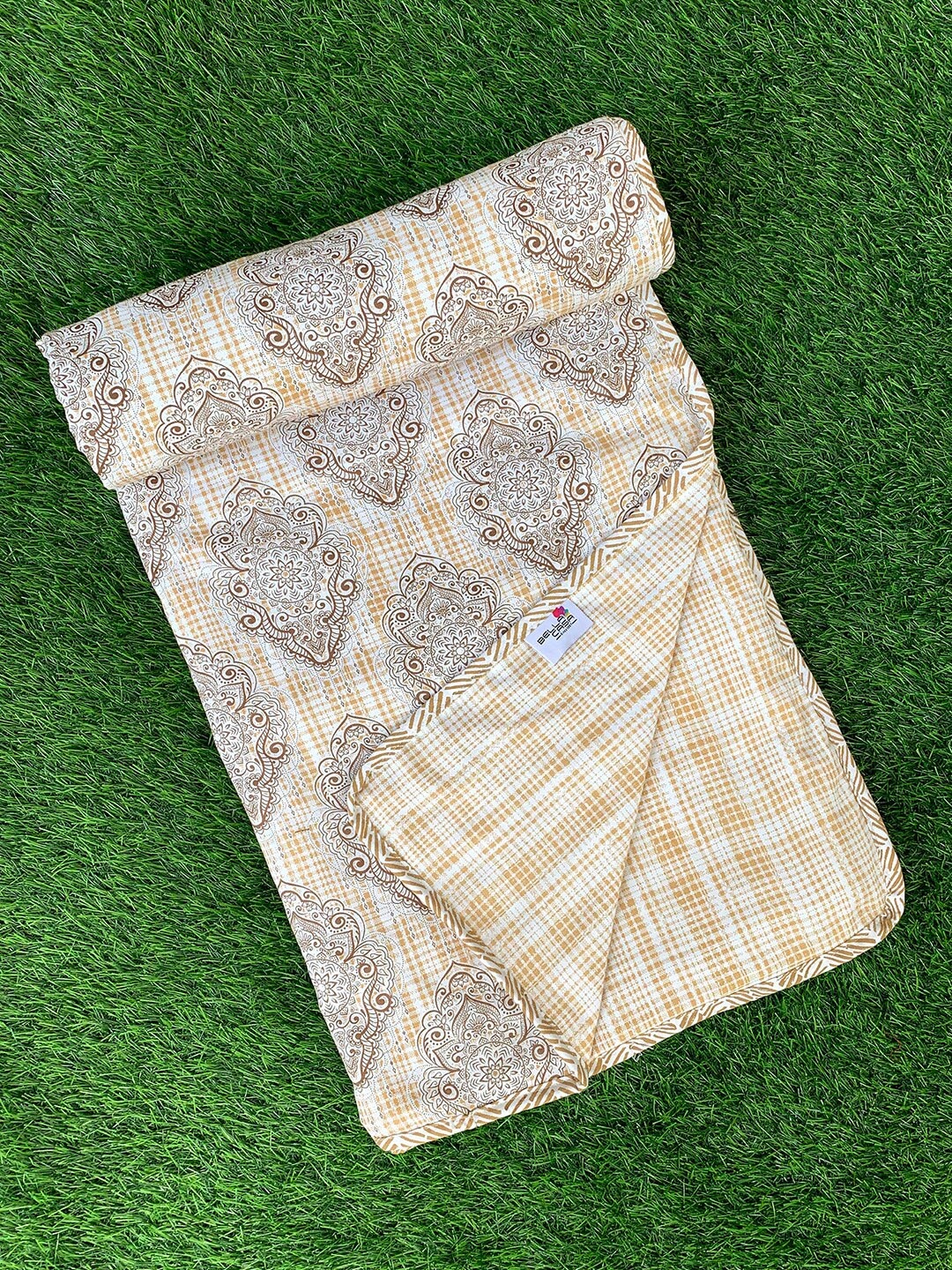 

BELLA CASA Unisex Brown Printed Reversible100 % Cotton Single 180 GSM AC Dohar