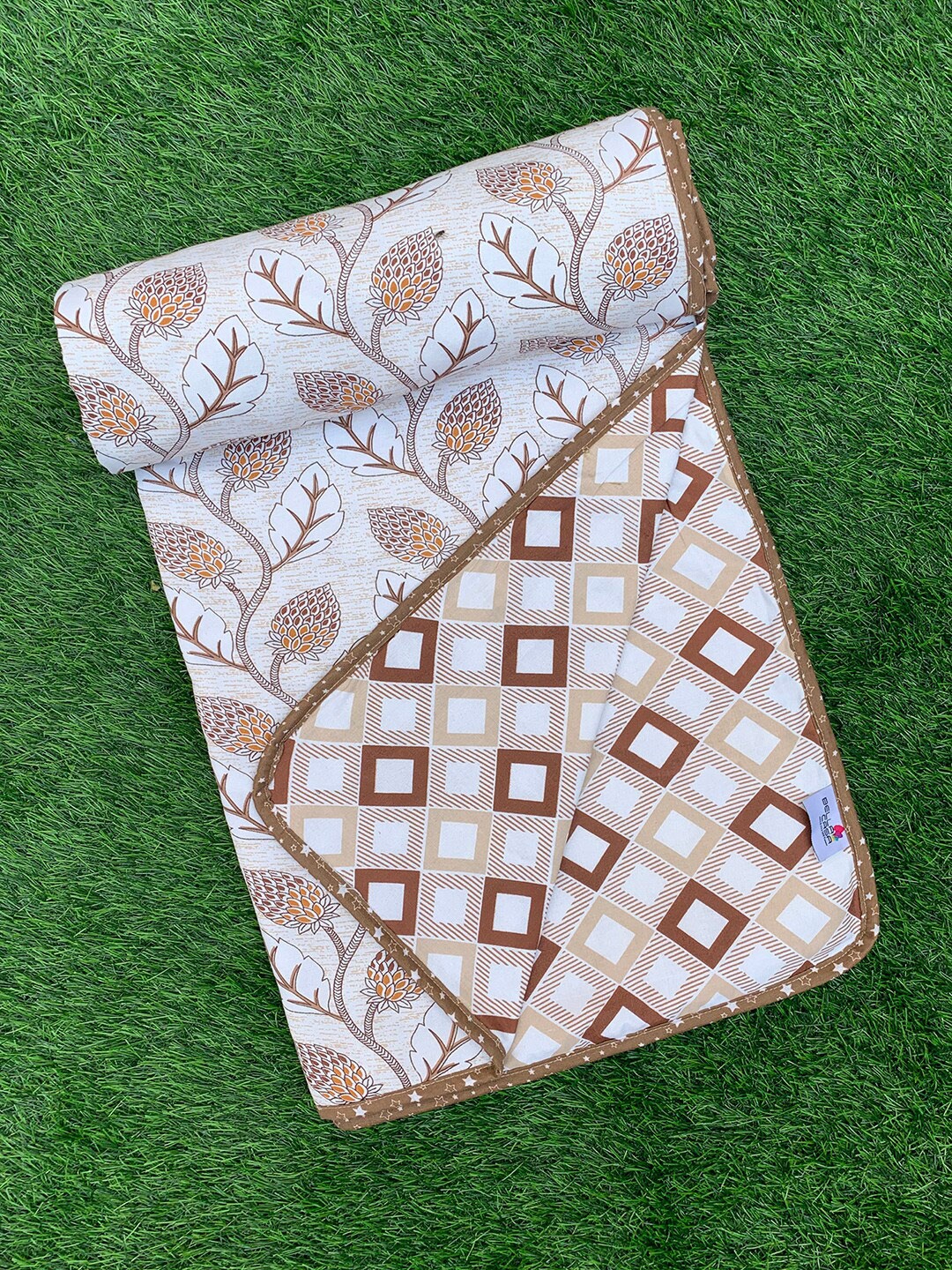 

BELLA CASA Grey Floral Printed Reversible100 % Cotton Single 180 GSM AC Dohar