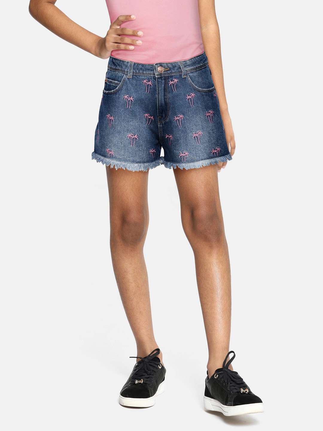 

Marks & Spencer Girls Blue Printed Denim Shorts
