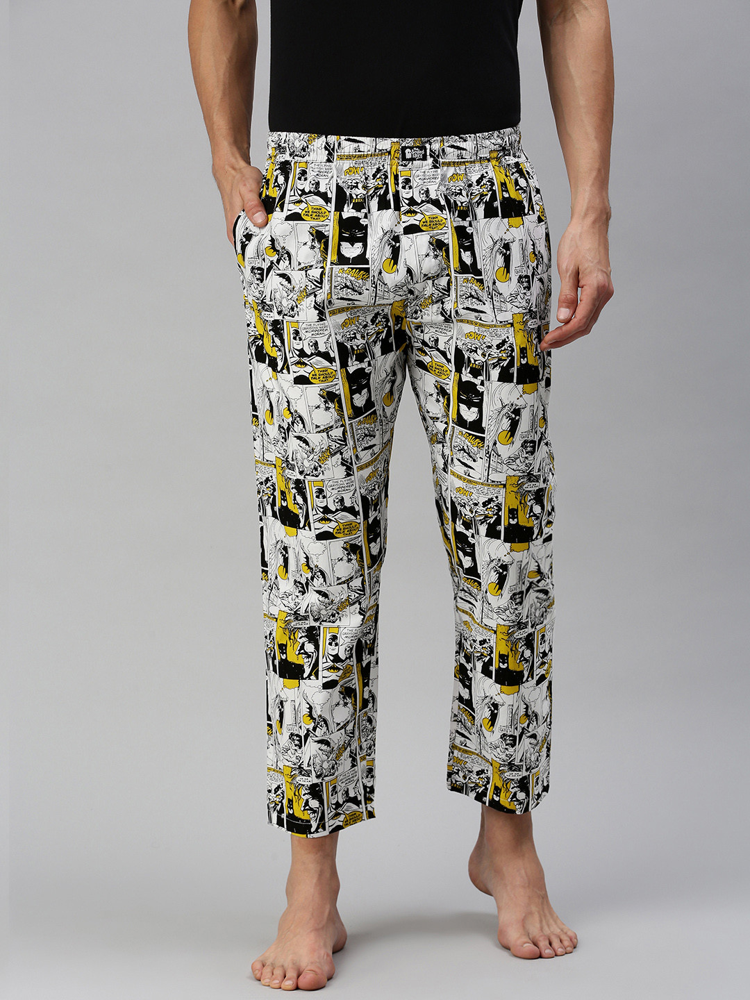 

The Souled Store Men White & Multicoloured Batman: Comic Strip Cotton Lounge Pants