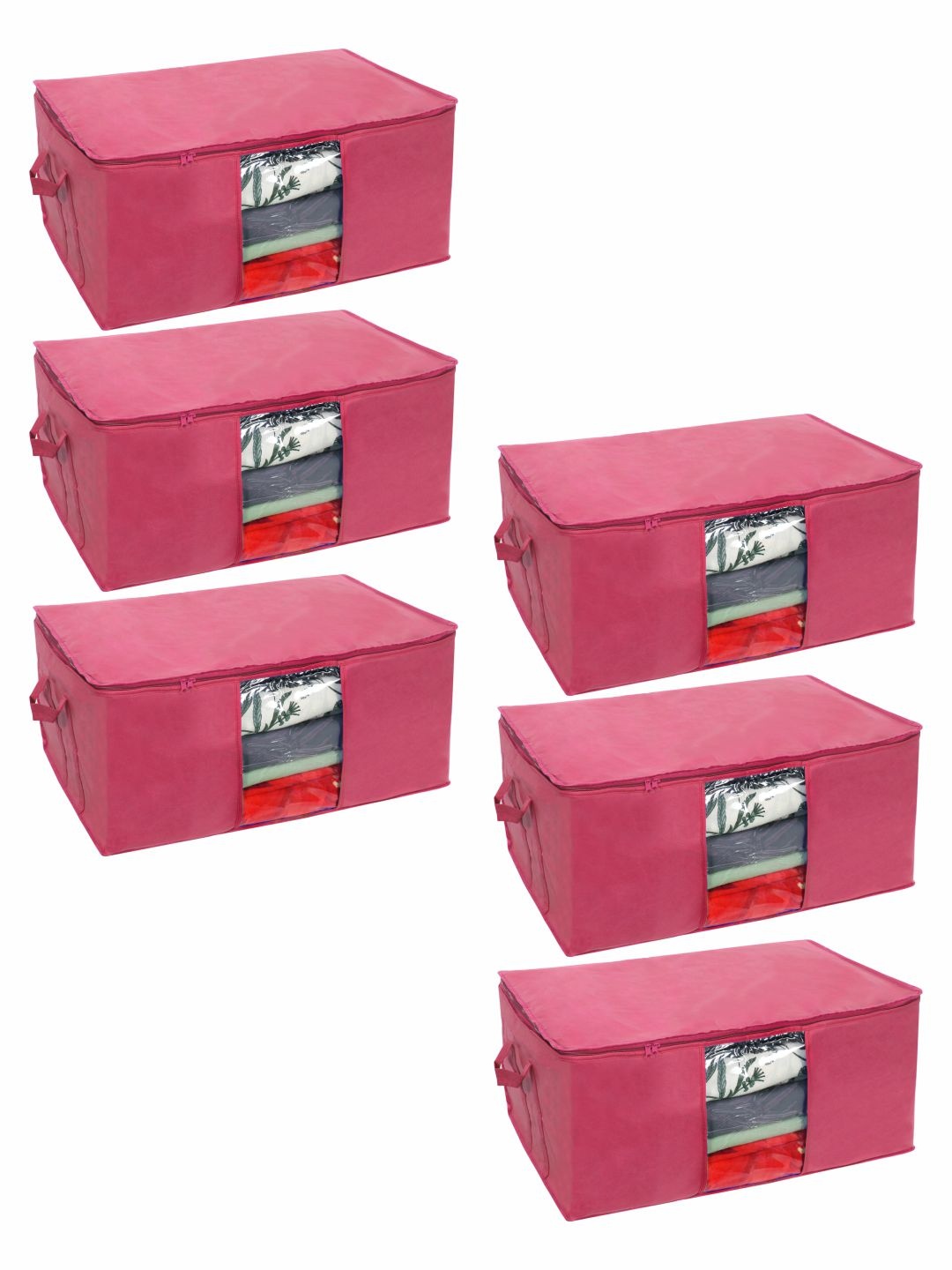 

prettykrafts Set Of 6 Maroon Solid Underbed Large Storage Organisers