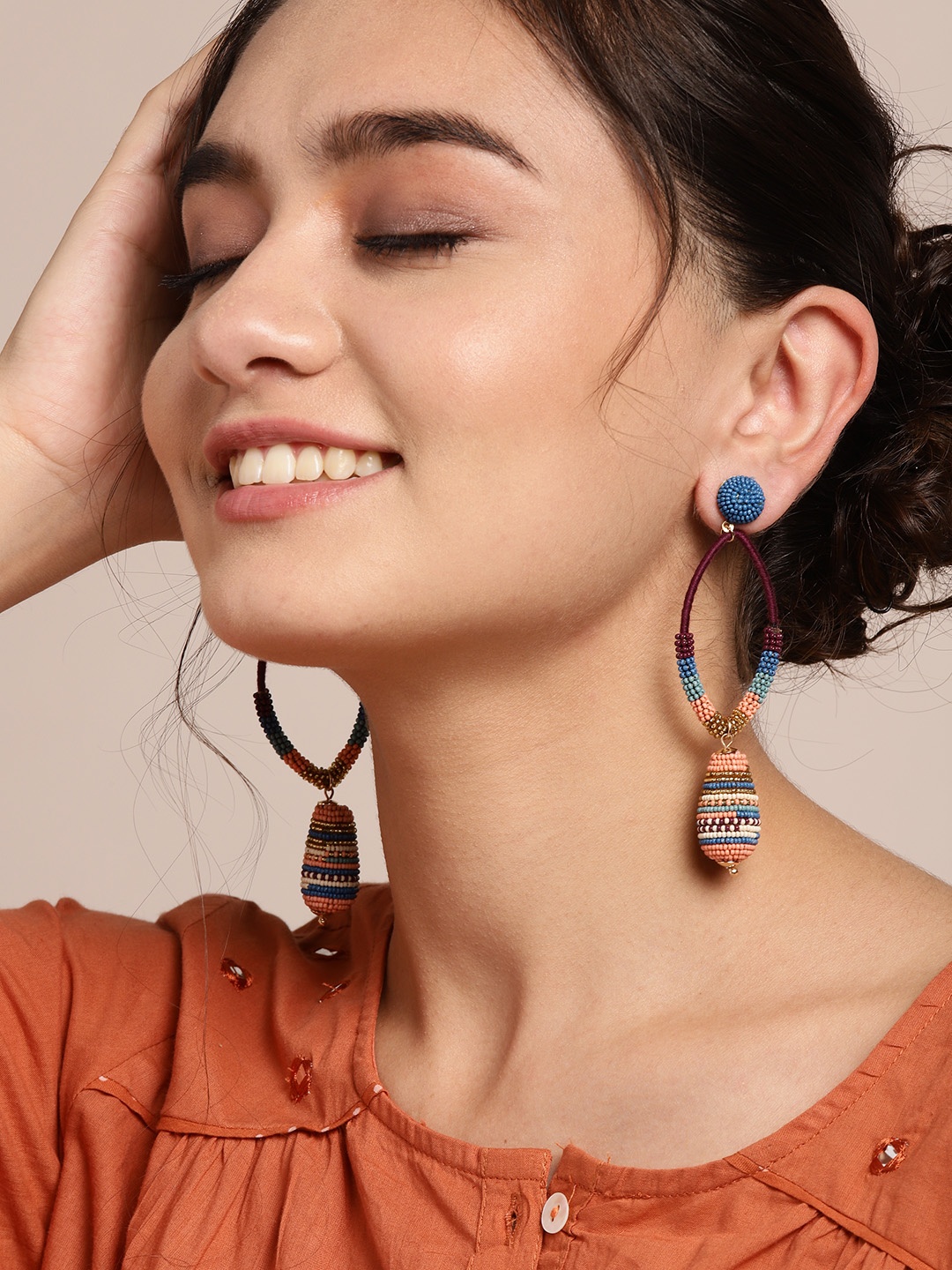 

Sangria Multicoloured Beaded Contemporary Drop Earrings, Multi