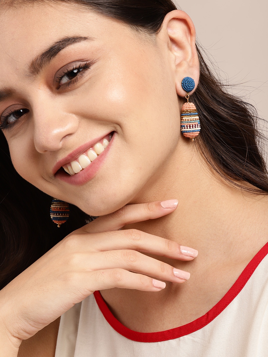 

Sangria Multicoloured Beaded Contemporary Drop Earrings, Multi