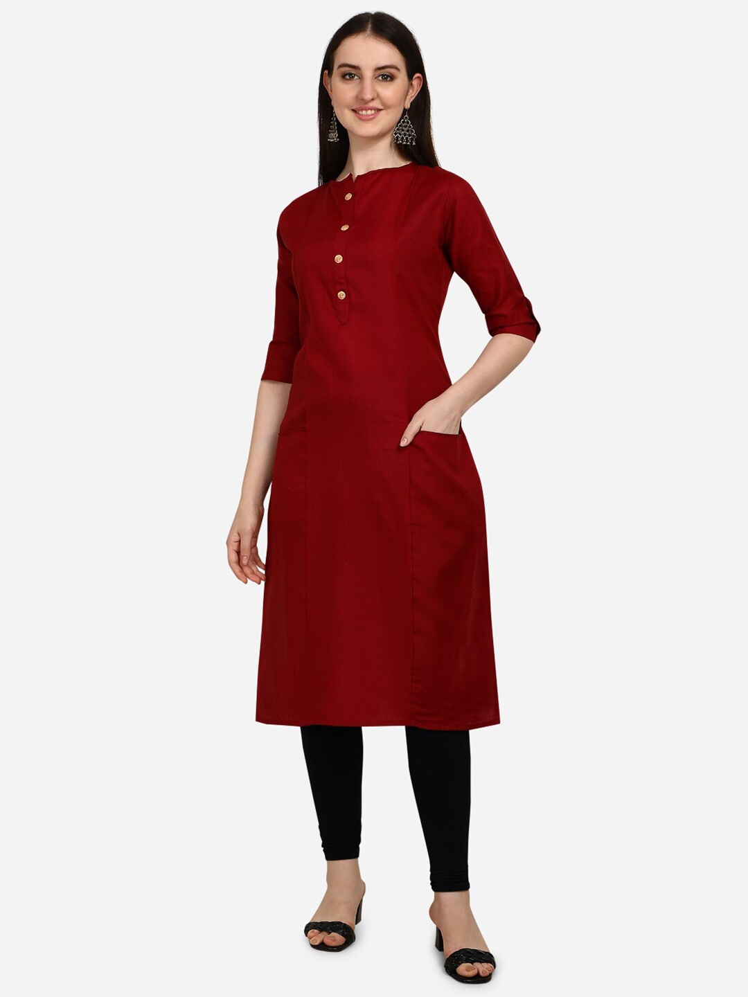 

OM SAI LATEST CREATION Women Maroon Kurta