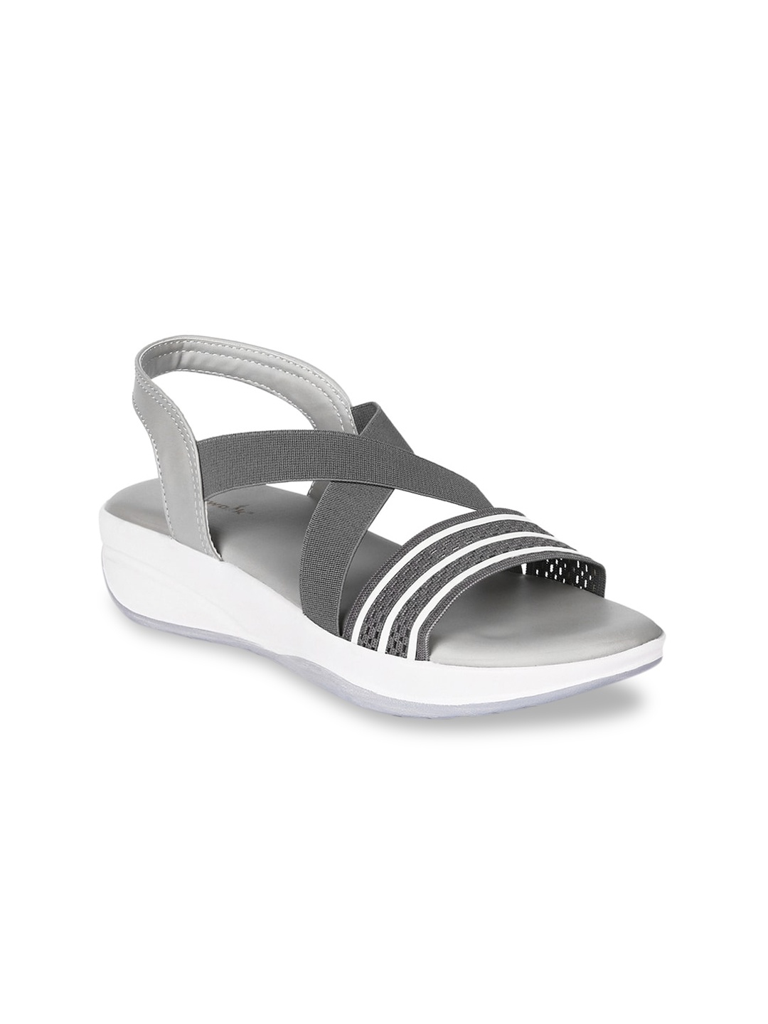 

Longwalk Grey Printed Comfort Sandals with Laser Cuts