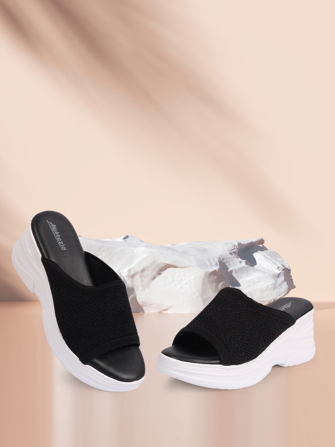 

Alishtezia Black PU Block Sandals Heels