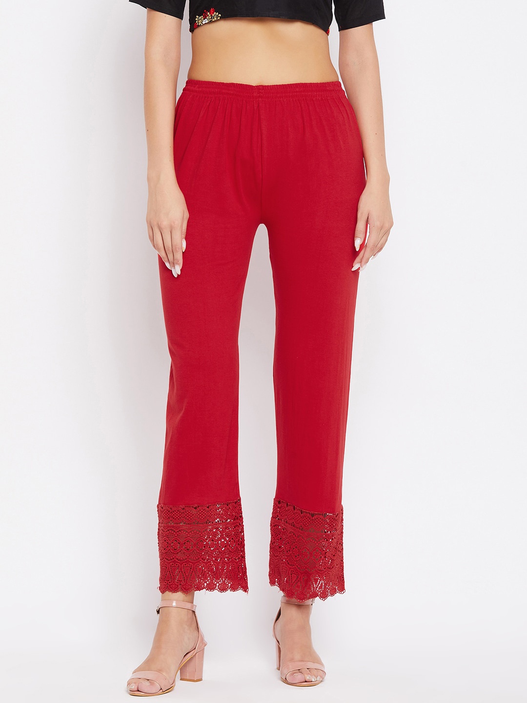 

Clora Creation Women Red Knitted Palazzos