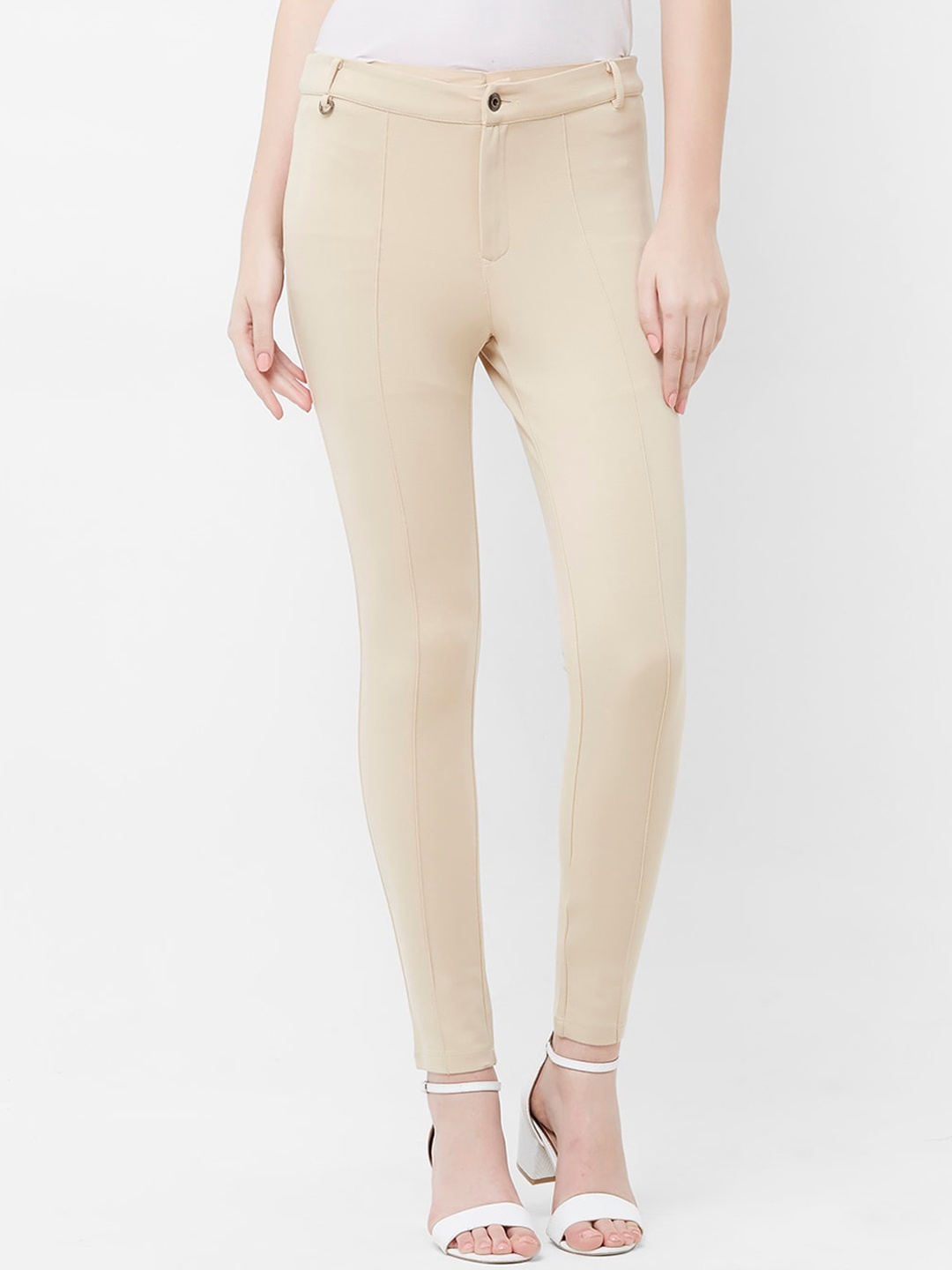

Fusion Beats Women Off White Solid Trousers