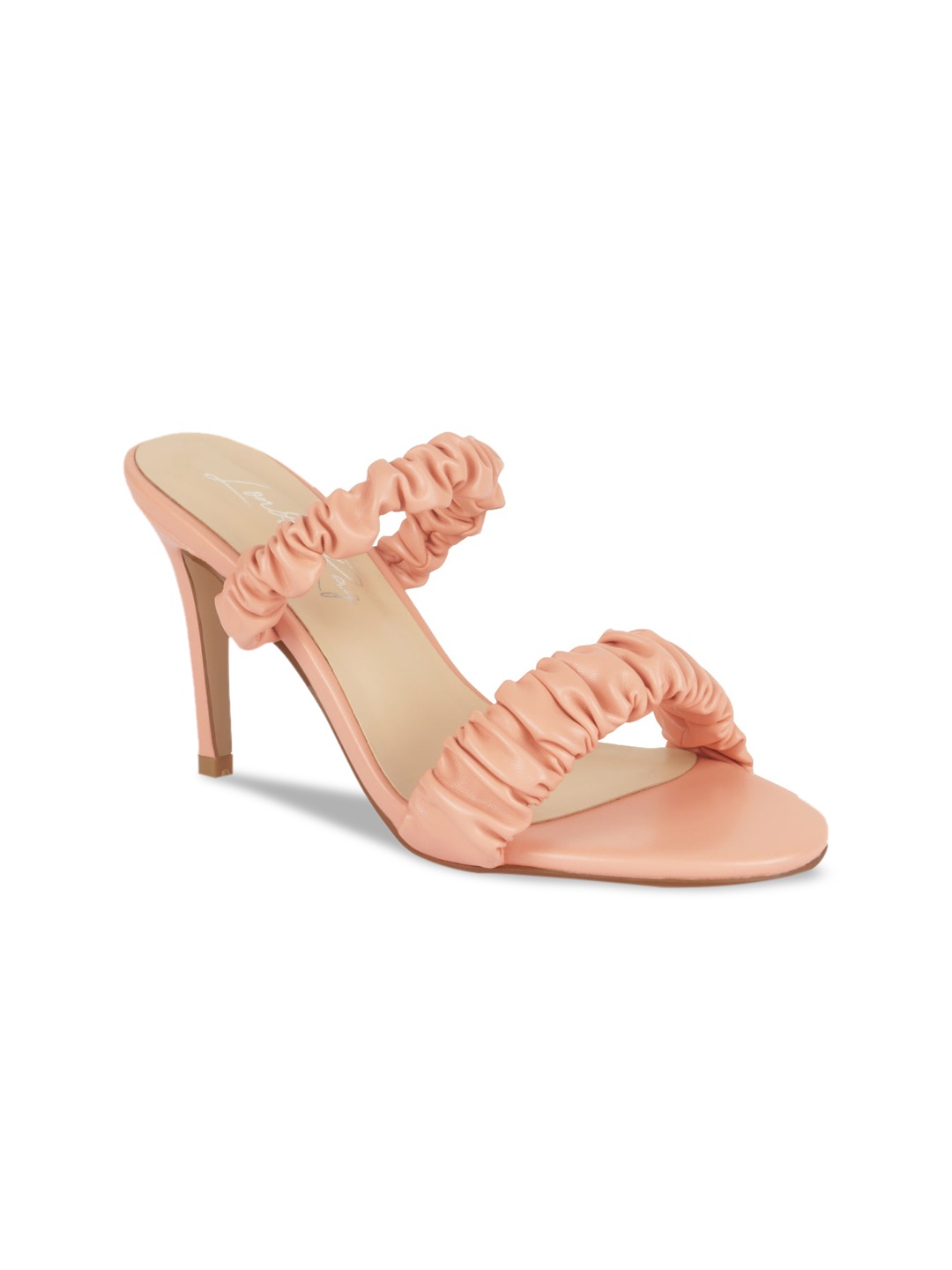 London Rag Coral Gathered Stiletto Sandals