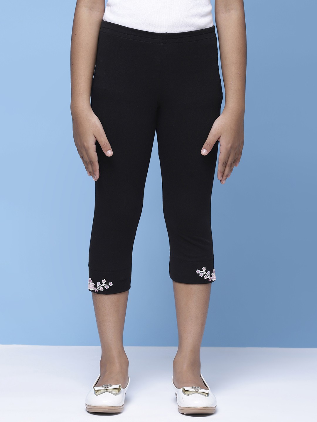 

Biba Girls Black Embroidered Detail Slim Fit Capris