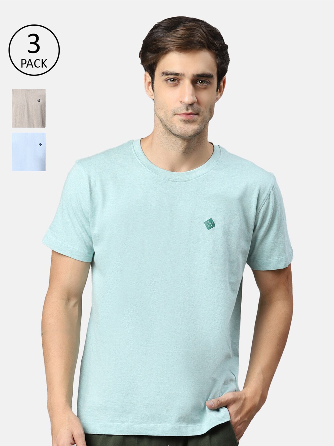 

Almo Wear Men Pack of 3 Organic Cotton Lounge T-shirts, Sea green