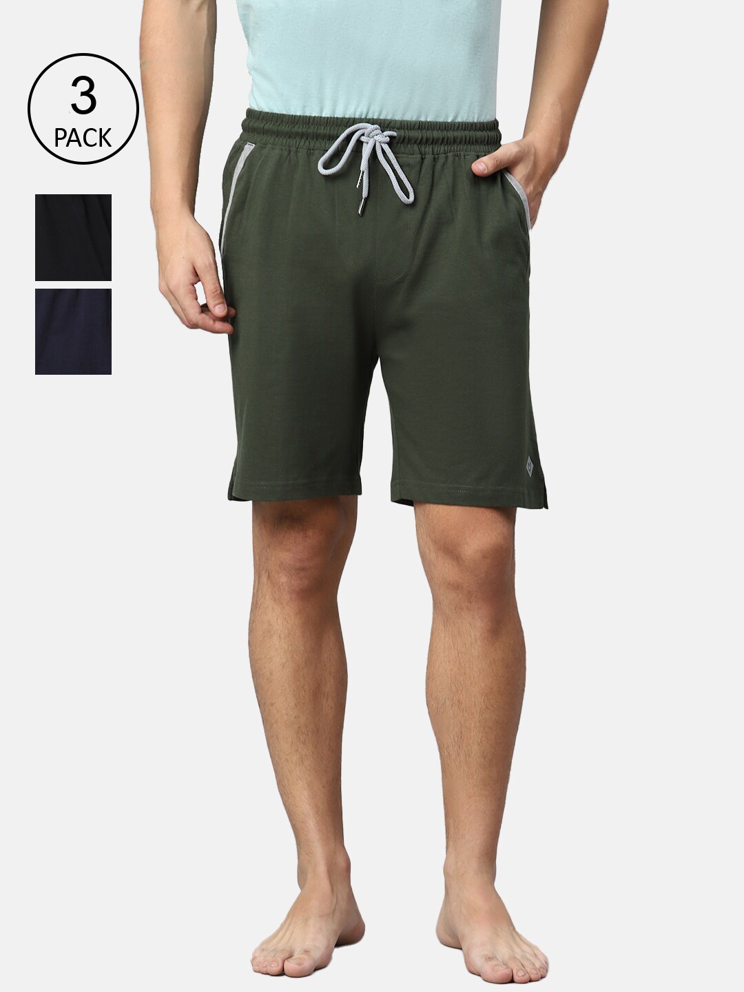 

Almo Wear Men 3 Pure Cotton Lounge Shorts, Black