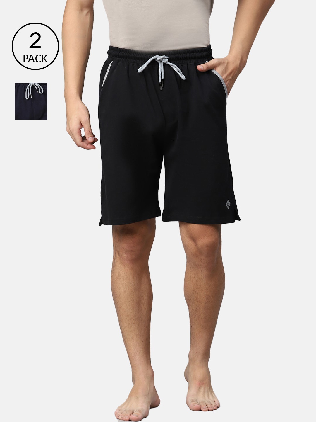 

Almo Wear Men 2 Pure Cotton Lounge Shorts, Black