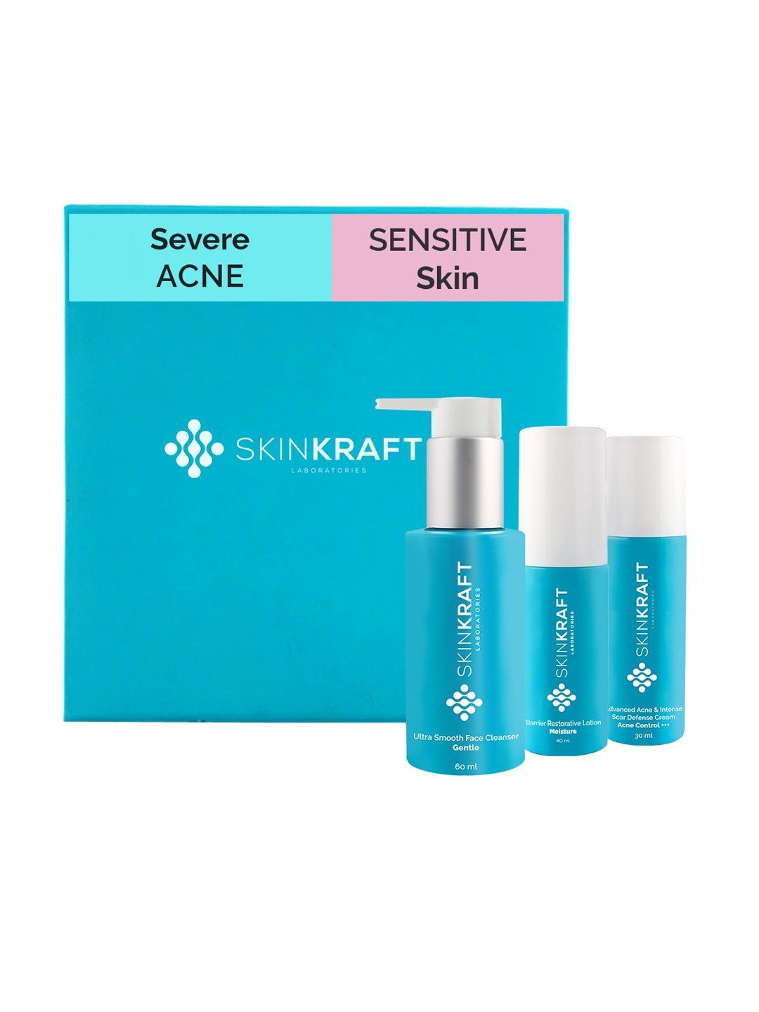 

SKINKRAFT Set of 3 Customized Severe Acne Kit - Sensitive Skin, Transparent