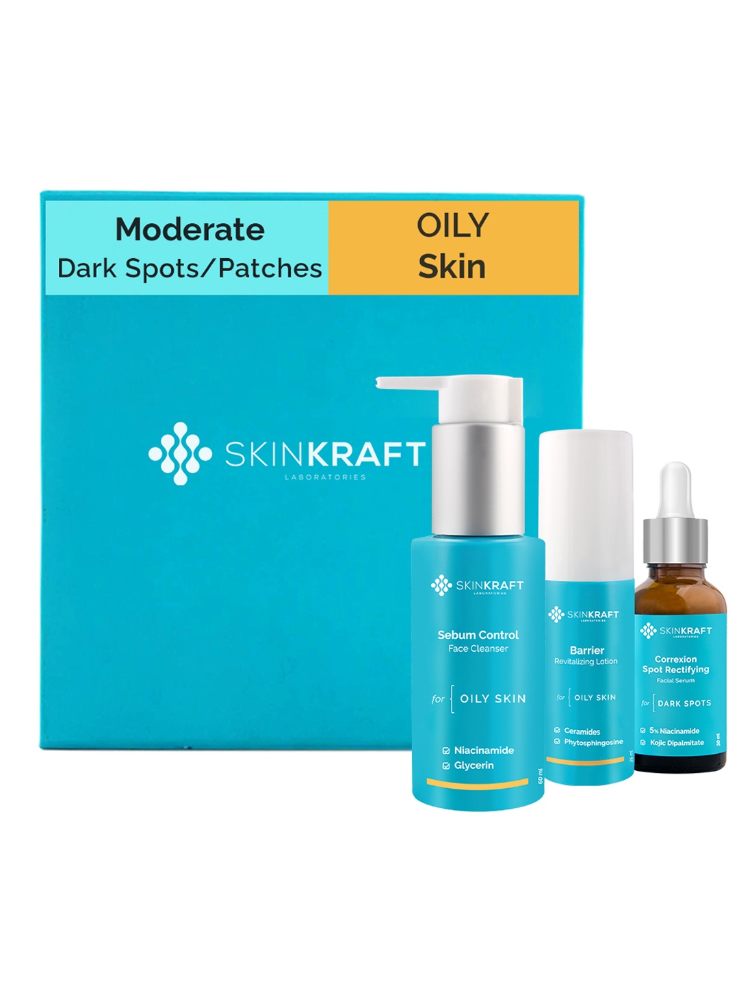 

SKINKRAFT Set of 3 Customized Moderate Dark Spot Removal Kit - Oily Skin, Transparent