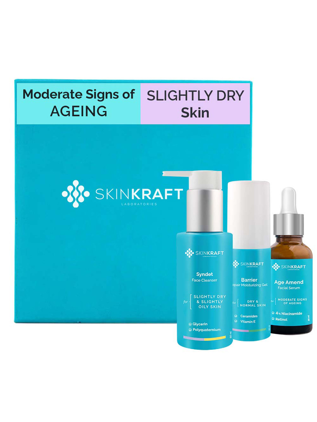 

SKINKRAFT Customized Moderate Signs Of Ageing Facial Kit For Slightly Dry Skin, Transparent