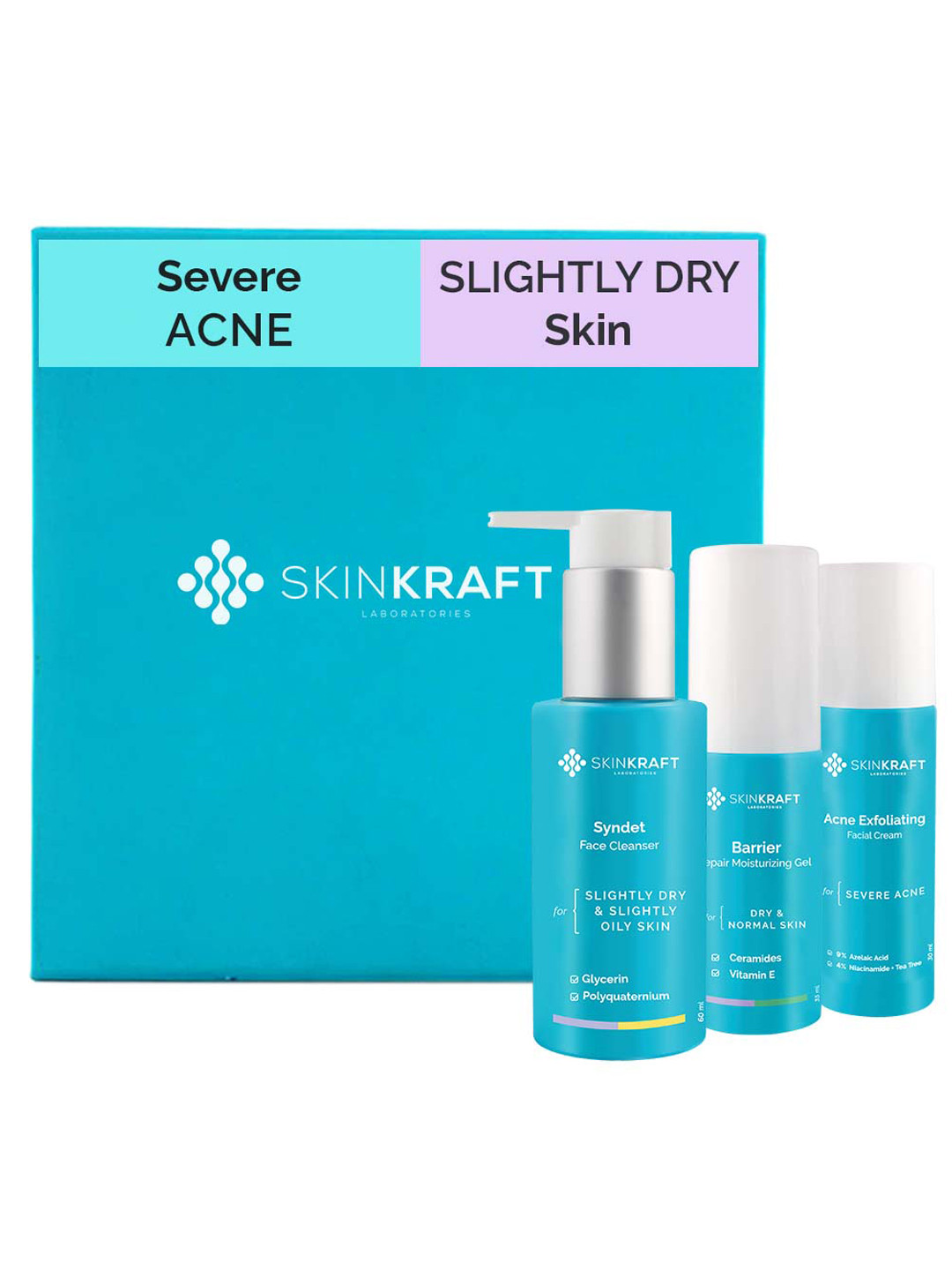 

SkinKraft Customized Severe Acne Kit For Slightly Dry Skin, Blue