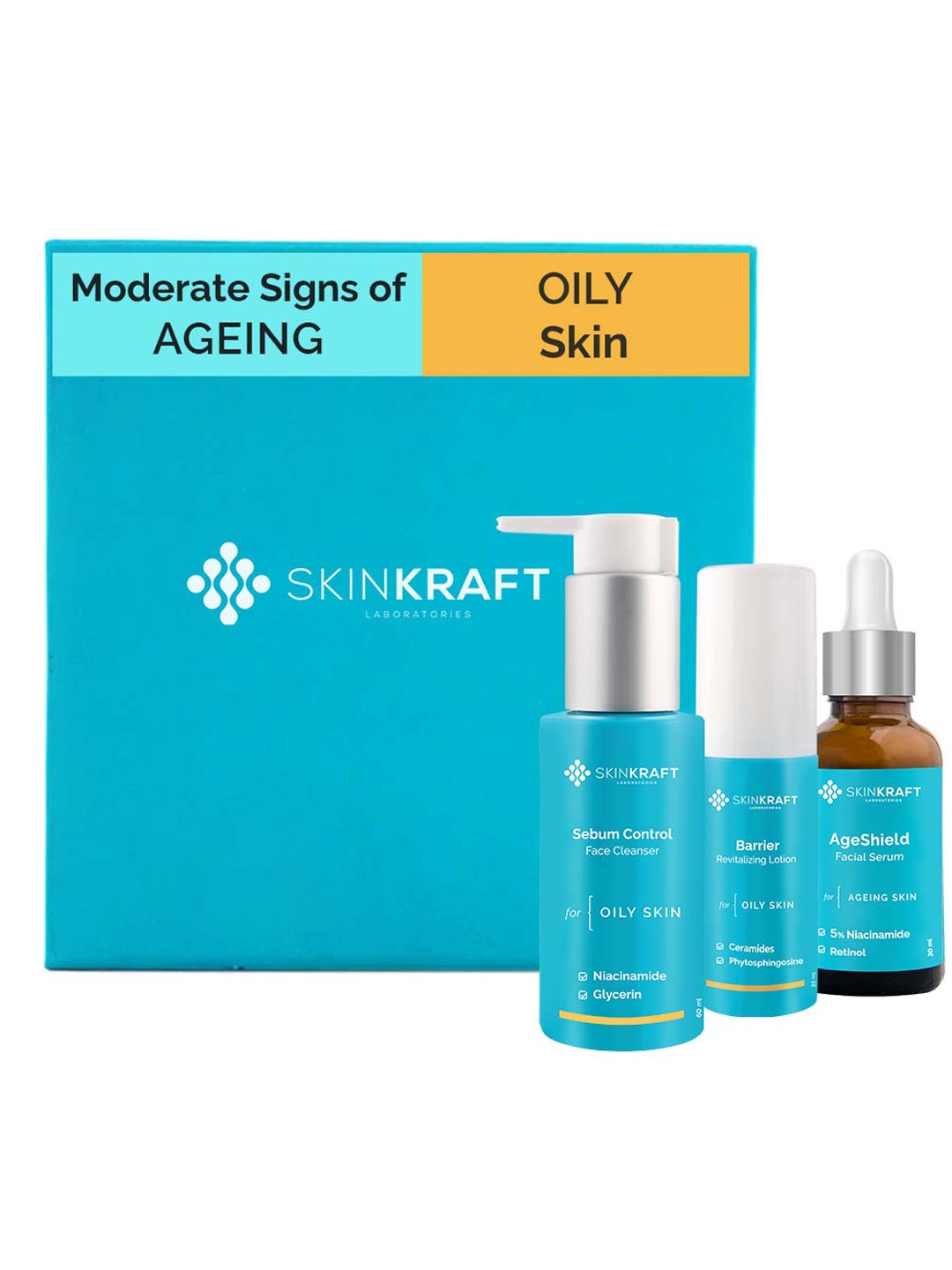 

SKINKRAFT Customized Moderate Signs Of Ageing Facial Kit For Oily Skin, Blue